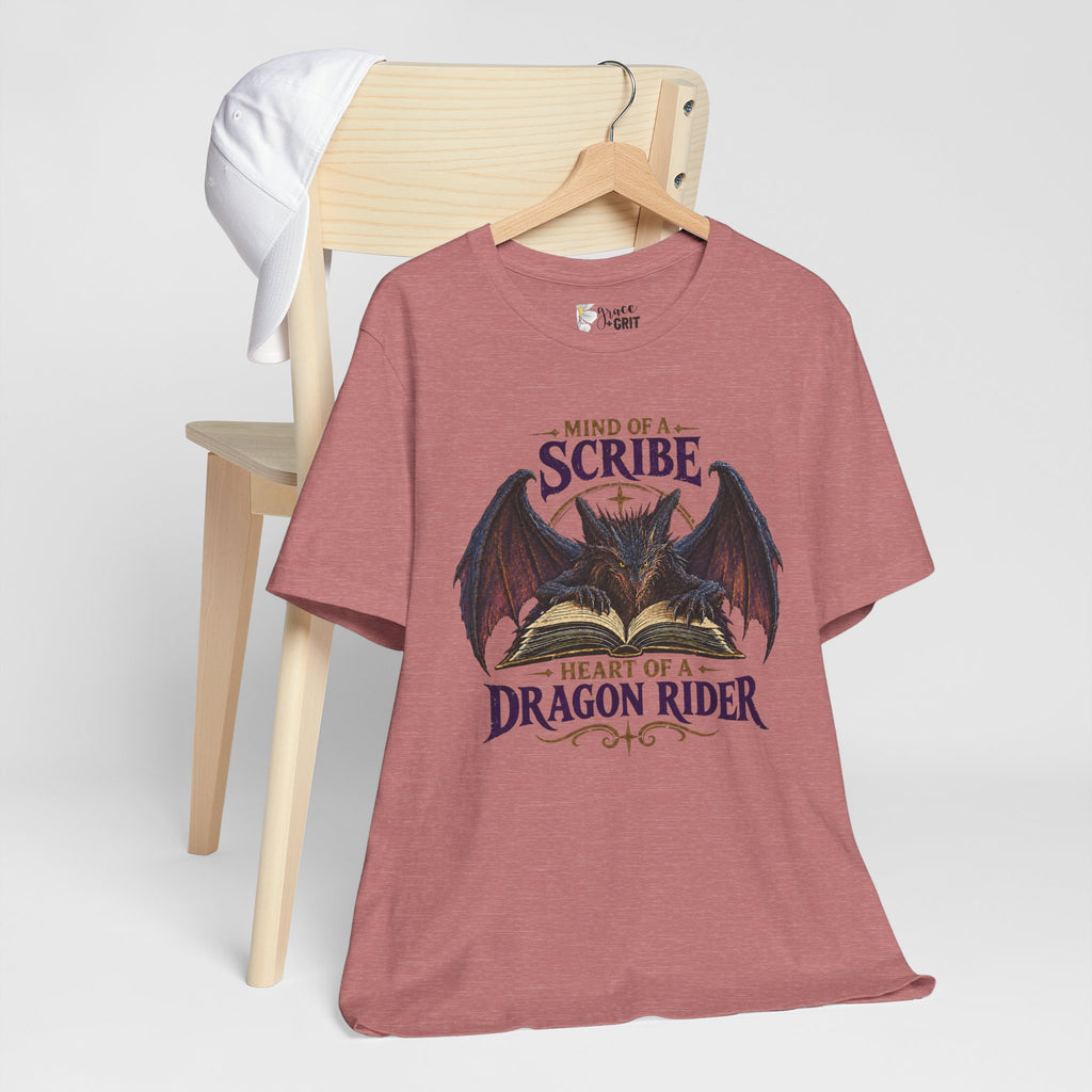Scribe Dragon Rider T-Shirt — "Mind of a Scribe, Heart of a Dragon Rider" Fantasy Tee