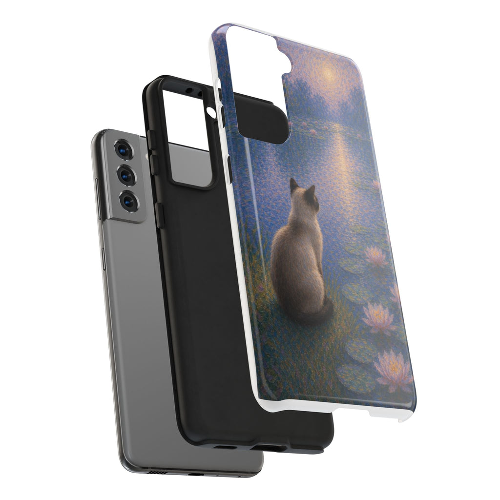 Siamese Cat by Moonlight Tough Phone Case – Waterlily Dream Protective Cover