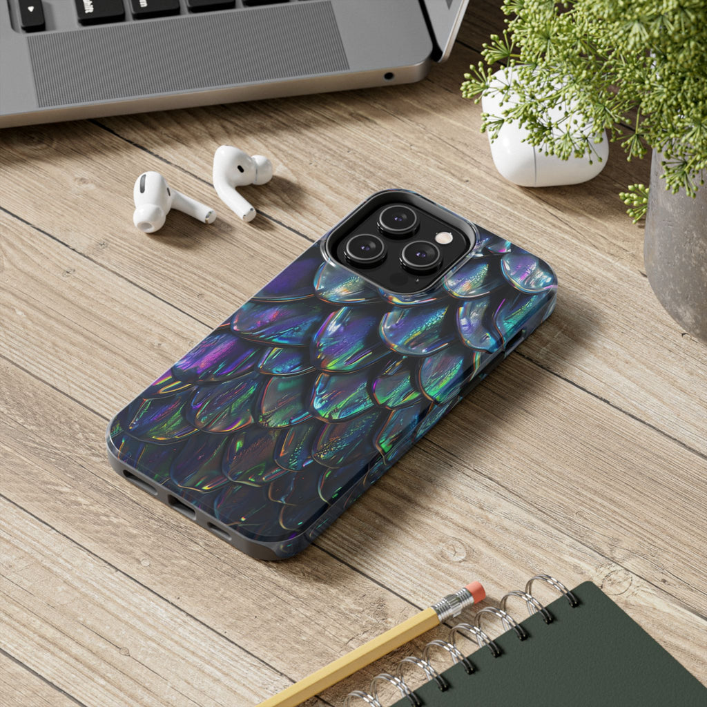 Holographic Mermaid Scale Tough Phone Case — Iridescent Protective Phone Cover