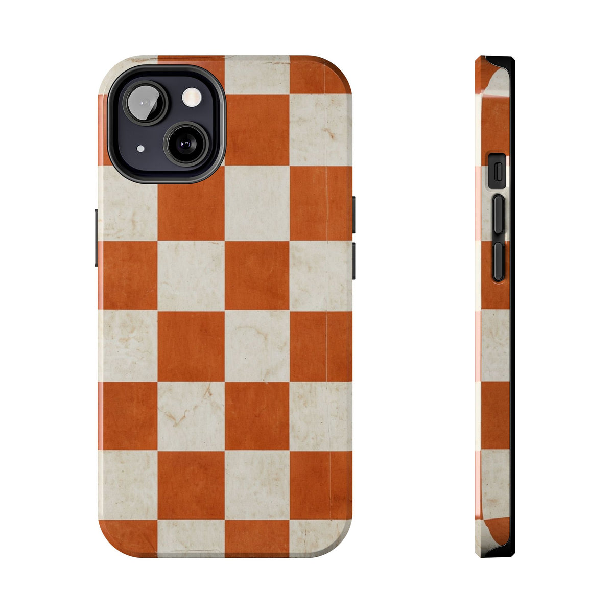 Orange and Cream Checkerboard Tough Phone Case