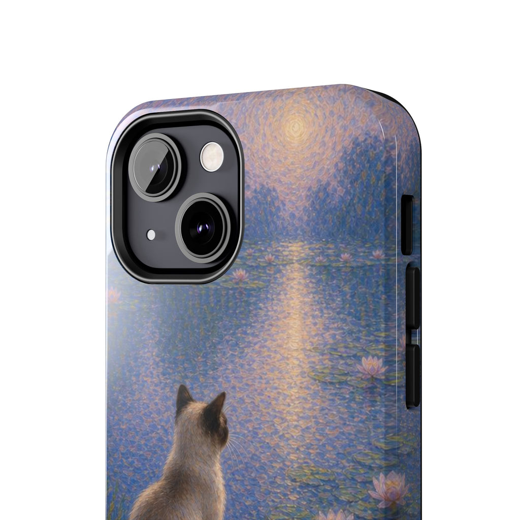 Siamese Cat by Moonlight Tough Phone Case – Waterlily Dream Protective Cover