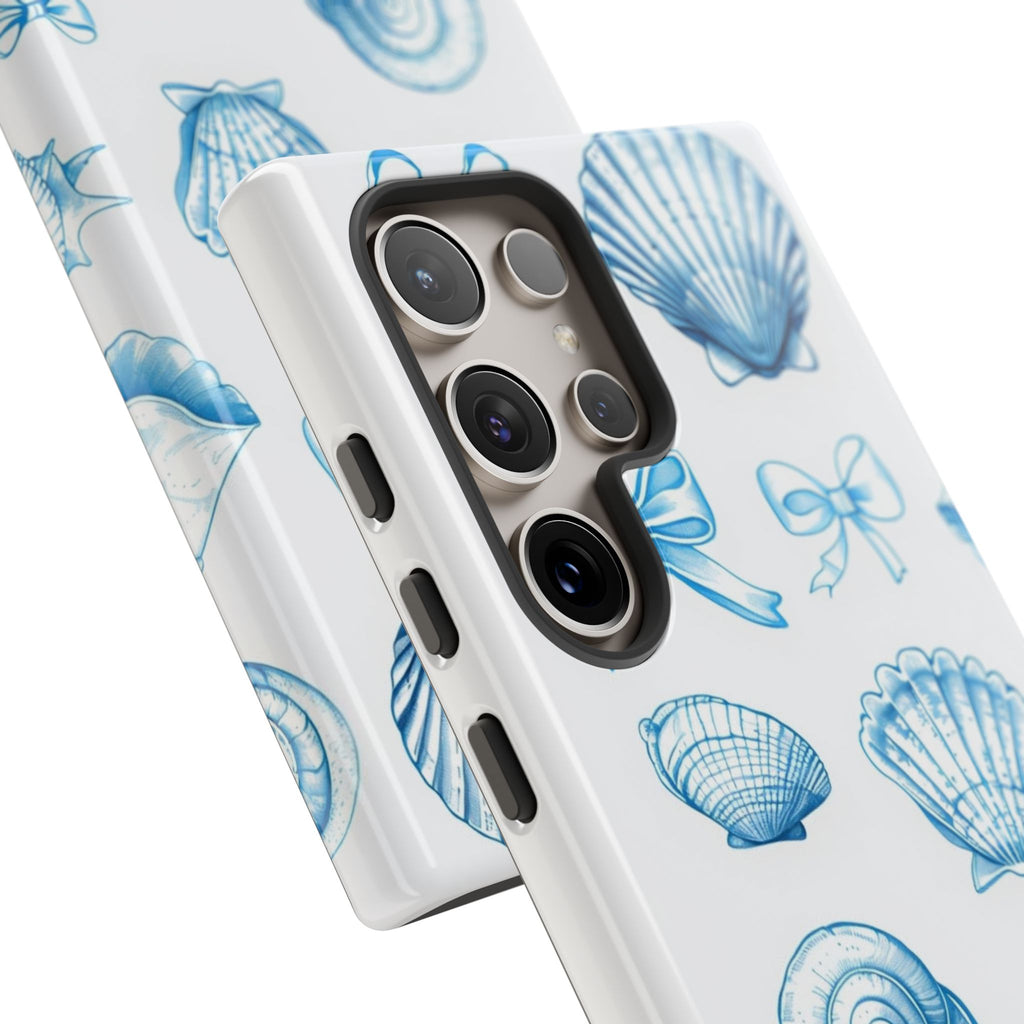Seaside Shells Phone Case — Blue Nautical Shell & Starfish Pattern
