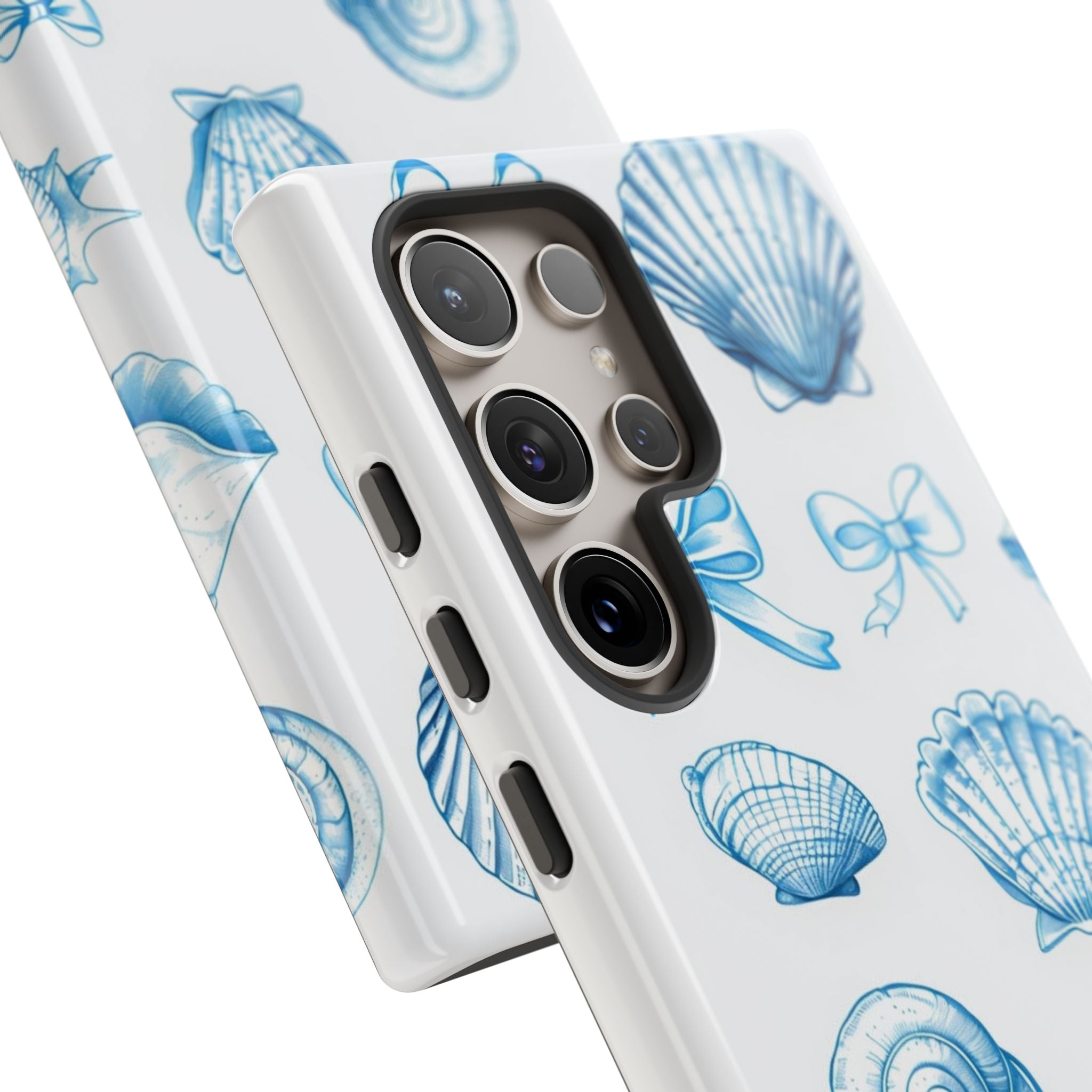Seaside Shells Phone Case — Blue Nautical Shell & Starfish Pattern