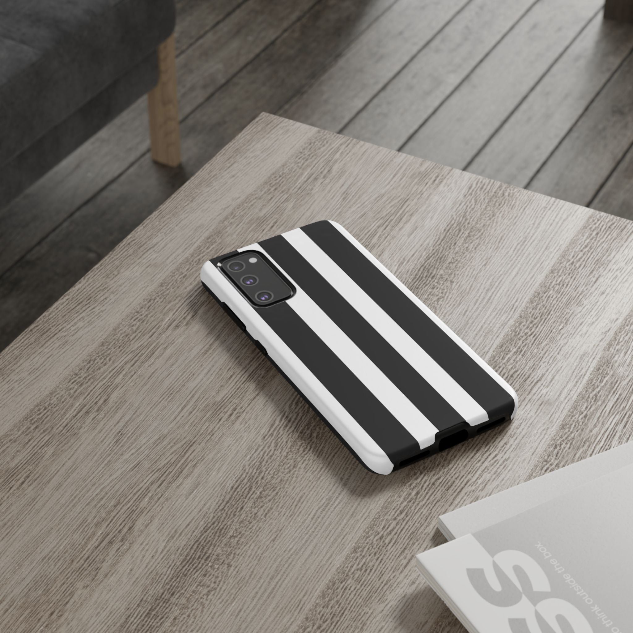 Black & White Vertical Stripe Phone Case — Tough Protective iPhone Cover