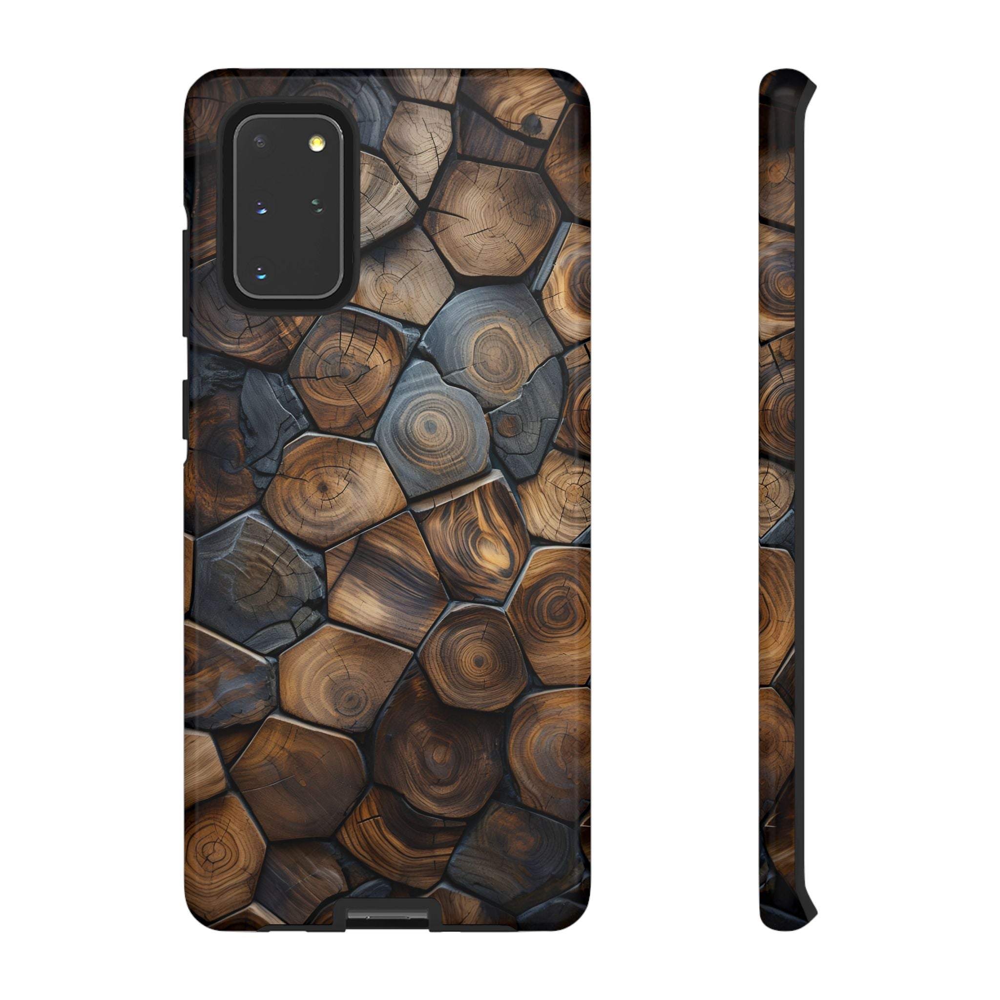 Wood Grain Hex Phone Case — Rustic Geometric iPhone Protection