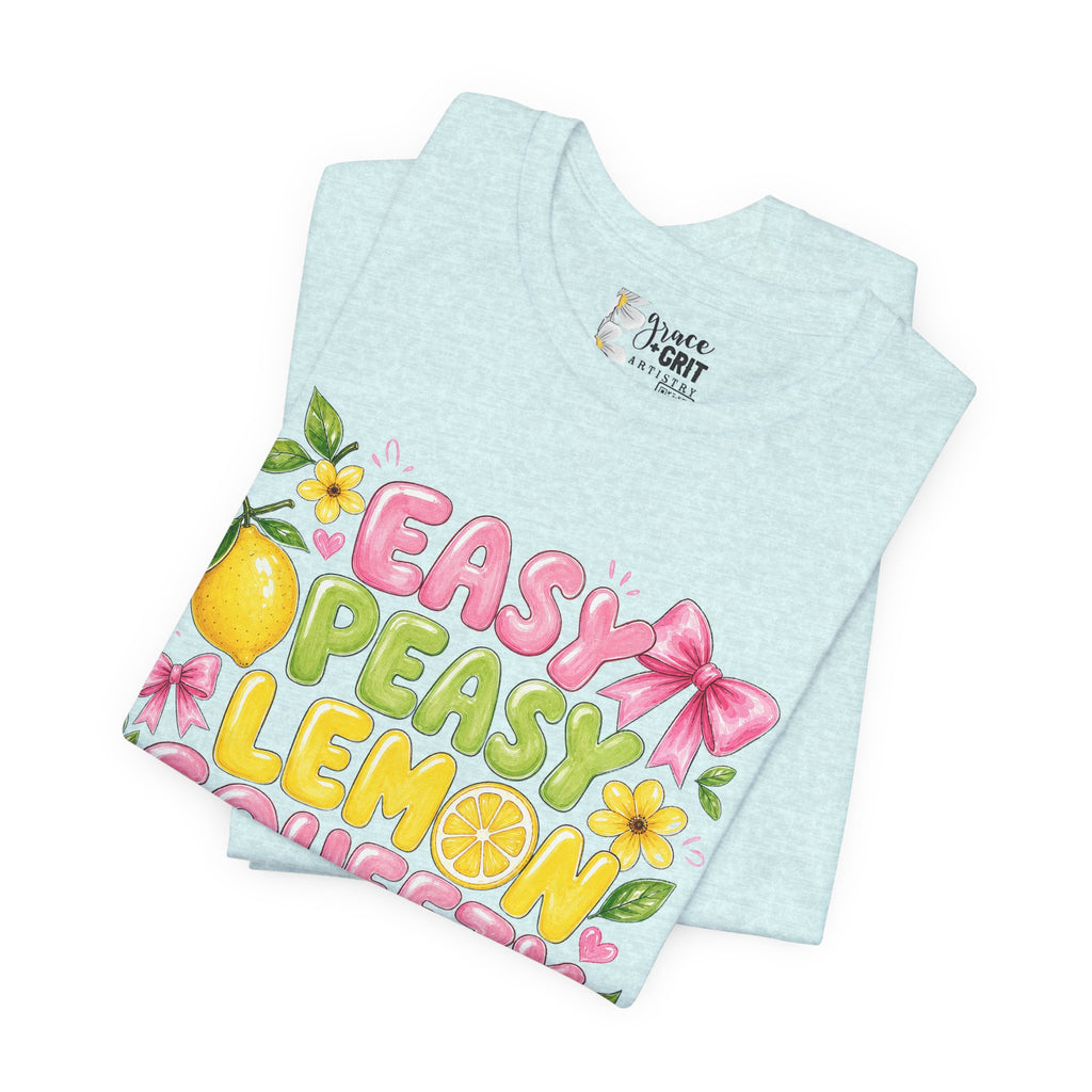 Easy Peasy Lemon Squeezy T-Shirt — Cute Citrus Floral Graphic Tee