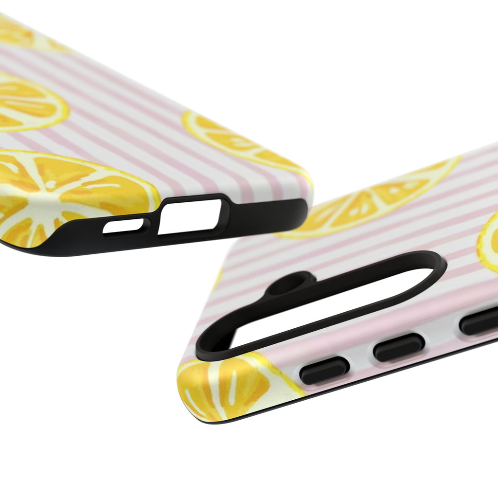 Lemon Slices Tough Case — Cute Pink Stripe Phone Cover
