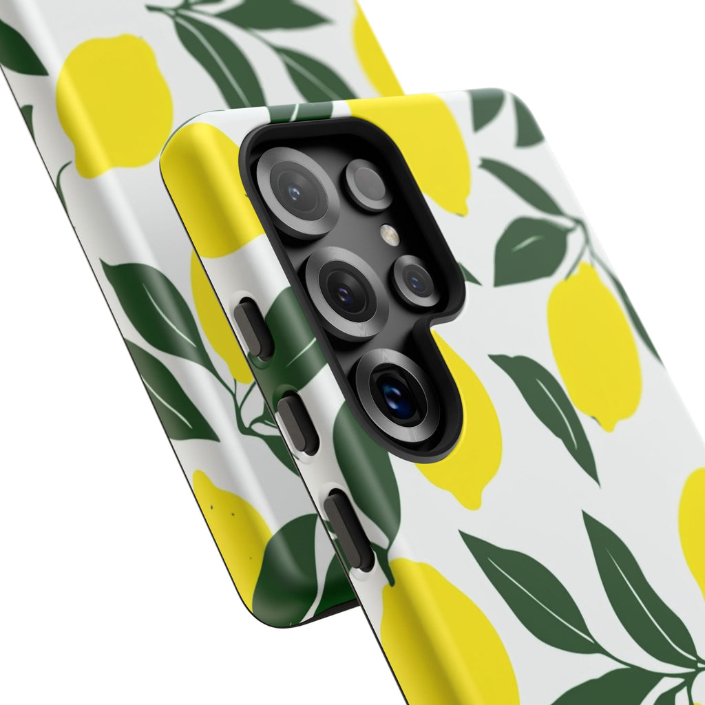 Lemon Pattern Tough Phone Case — Bright Citrus Protective Cover