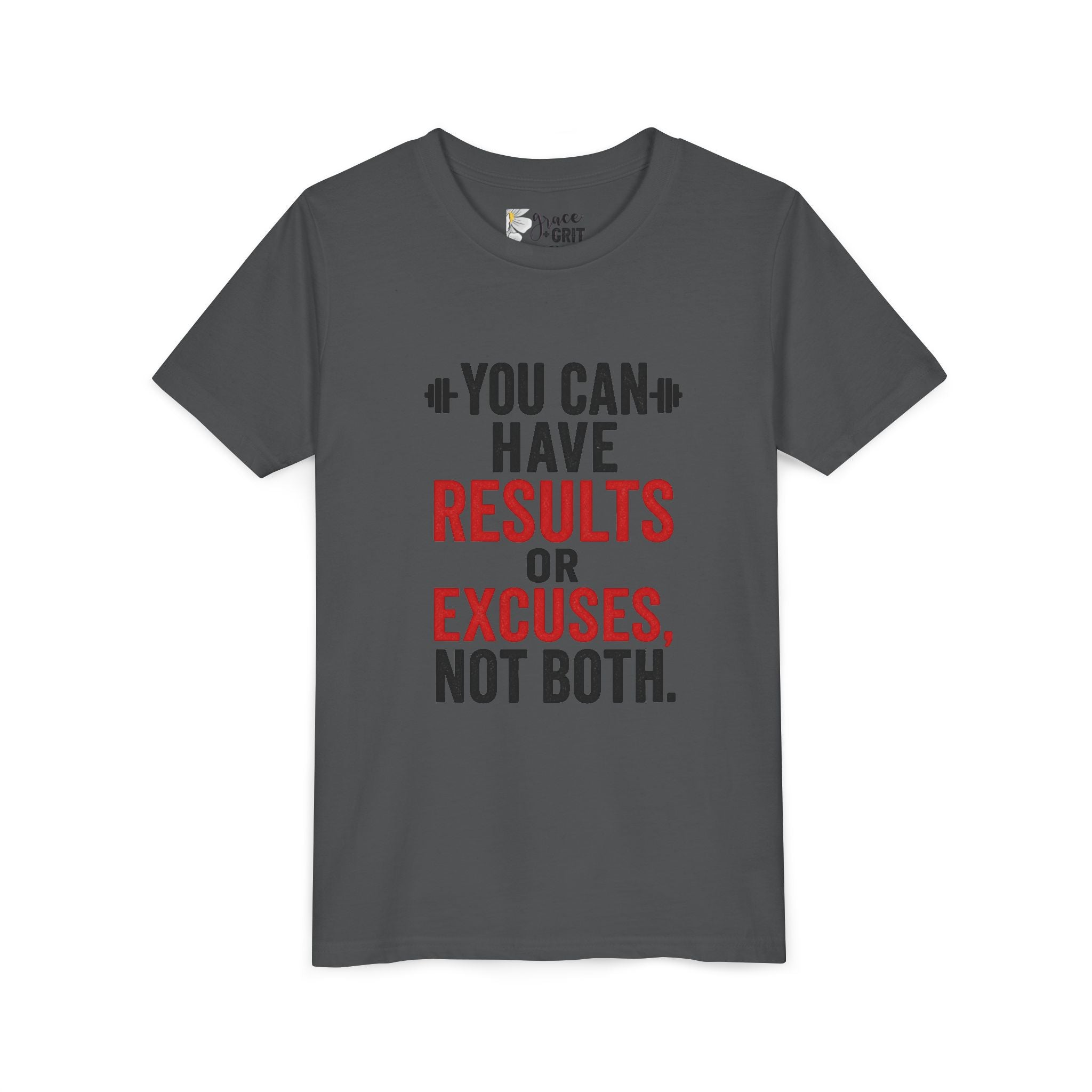 You Can Have Results or Excuses Not Both Youth Tee | Motivational Fitness Shirt