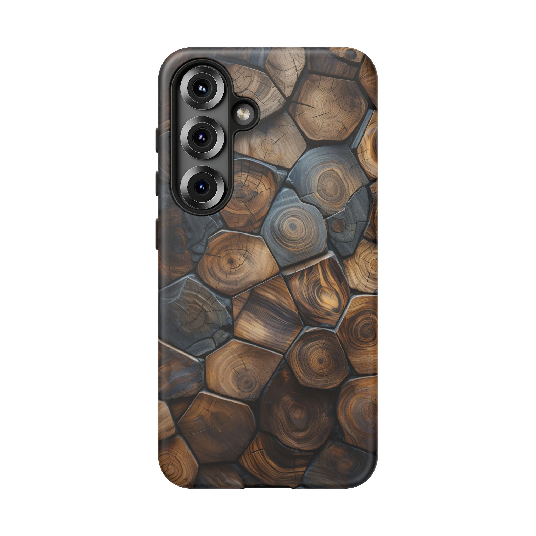 Wood Grain Hex Phone Case — Rustic Geometric iPhone Protection