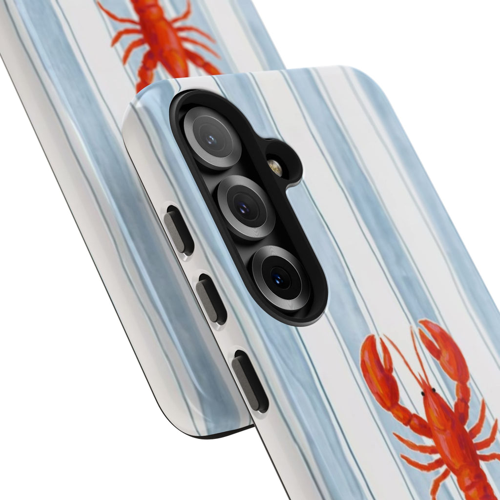 Lobster Stripe Tough Phone Case — Coastal Nautical Protective Cover