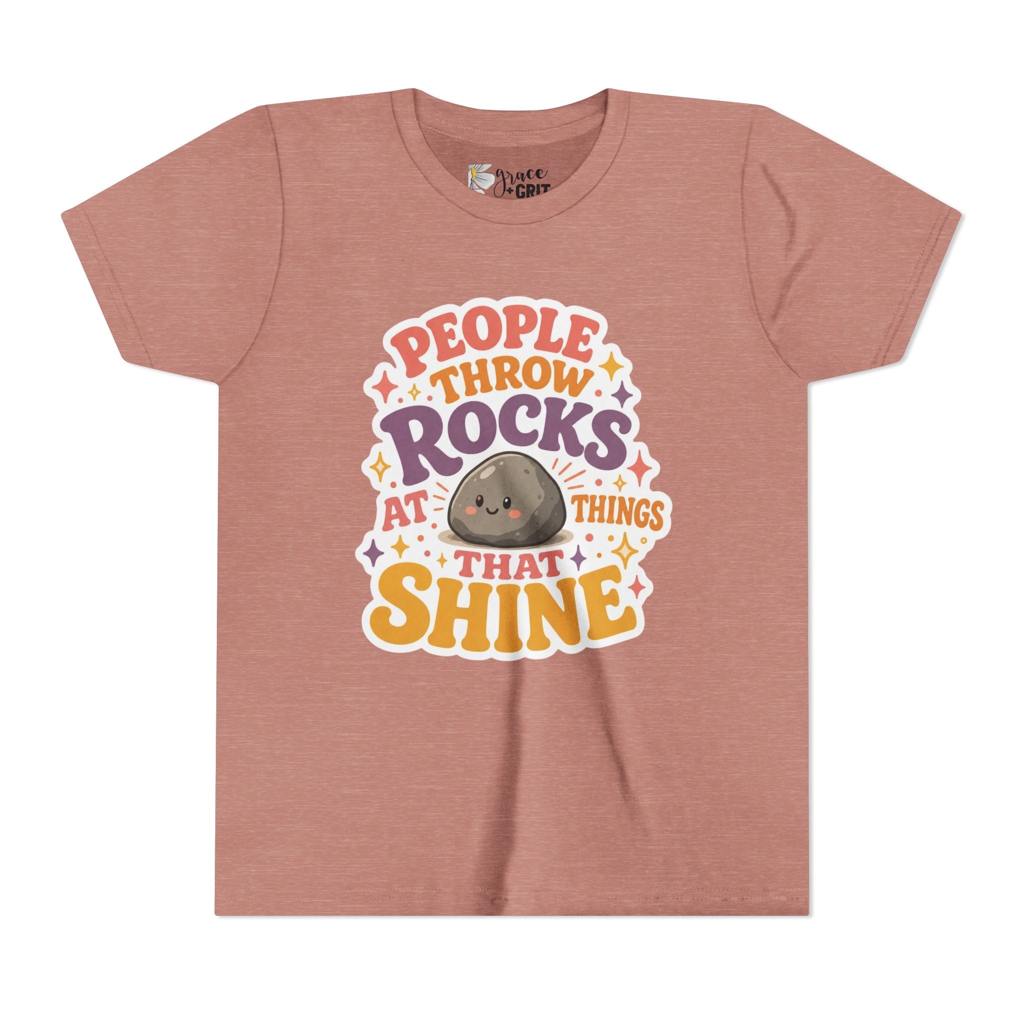 Youth Tee — "People Throw Rocks at Things That Shine" Positive Graphic Tee
