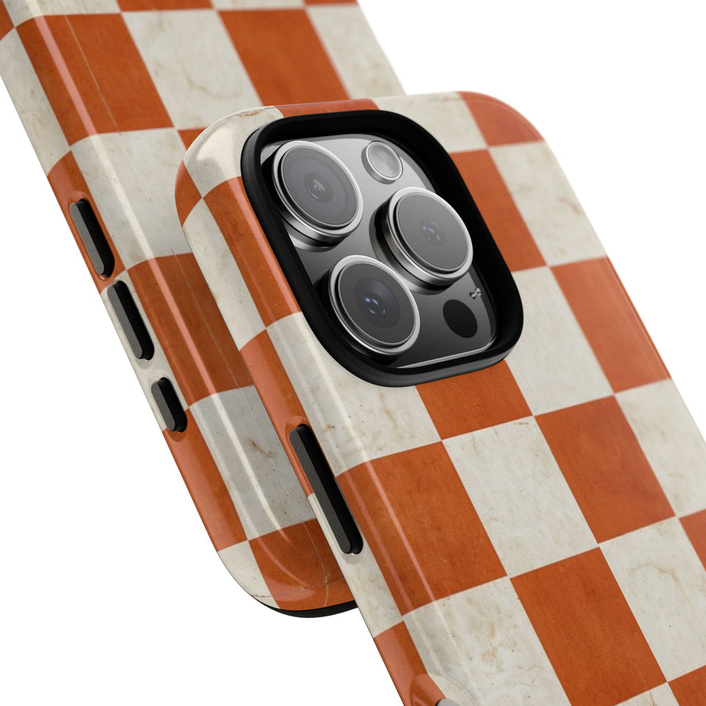 Vintage Orange Checkerboard Tough Phone Case