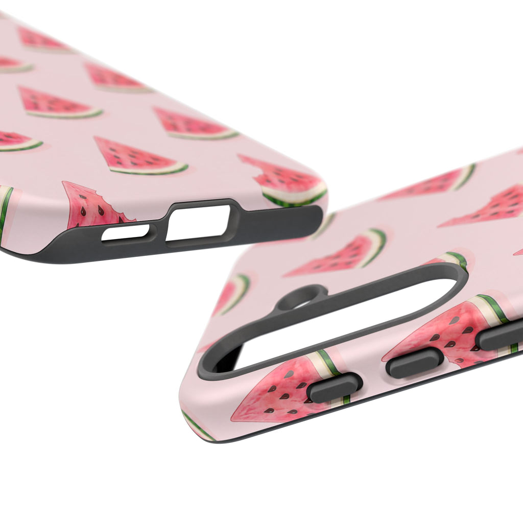 Watermelon Pattern Tough Phone Case — Pink Fruit Slice Protective Case