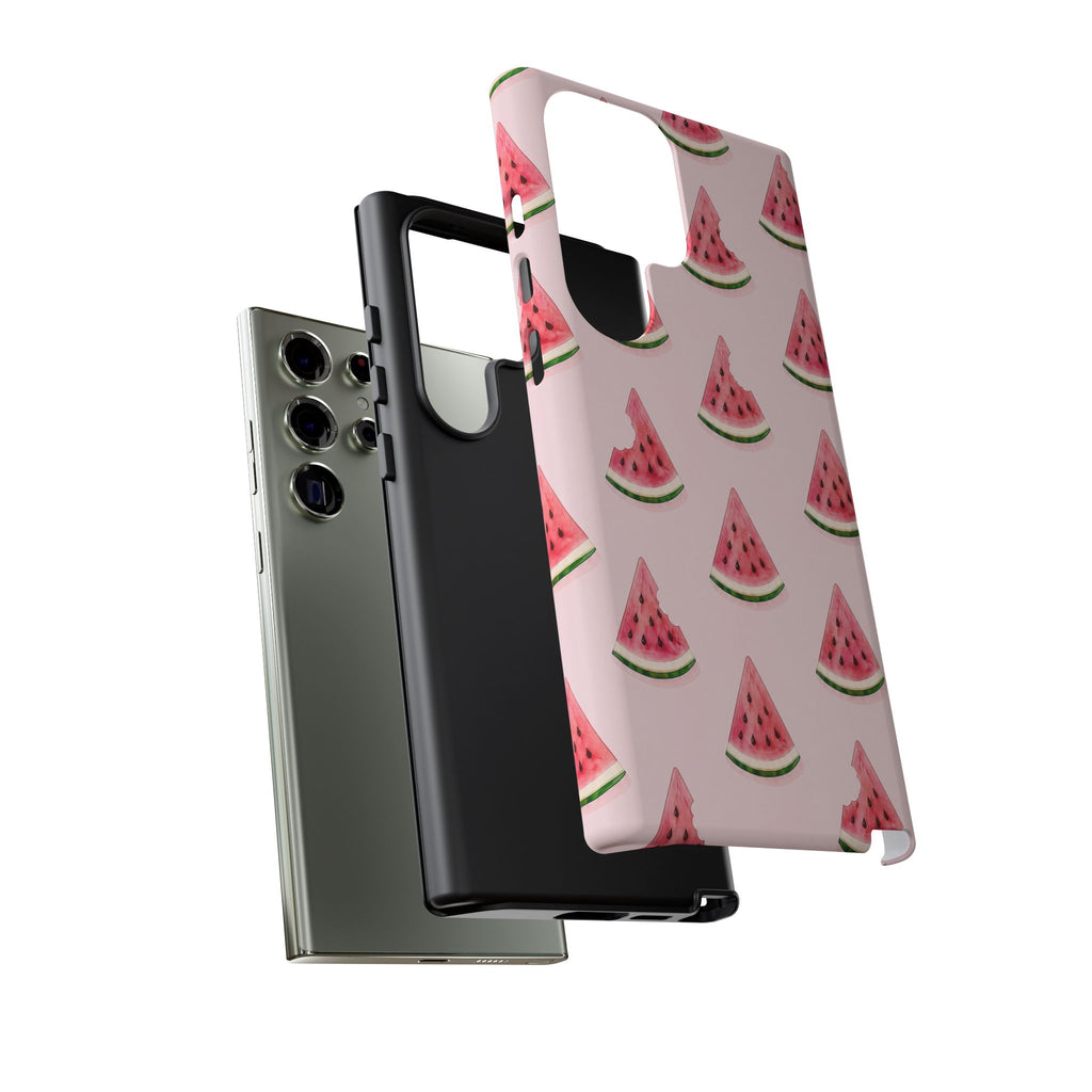 Watermelon Pattern Tough Phone Case — Pink Fruit Slice Protective Case