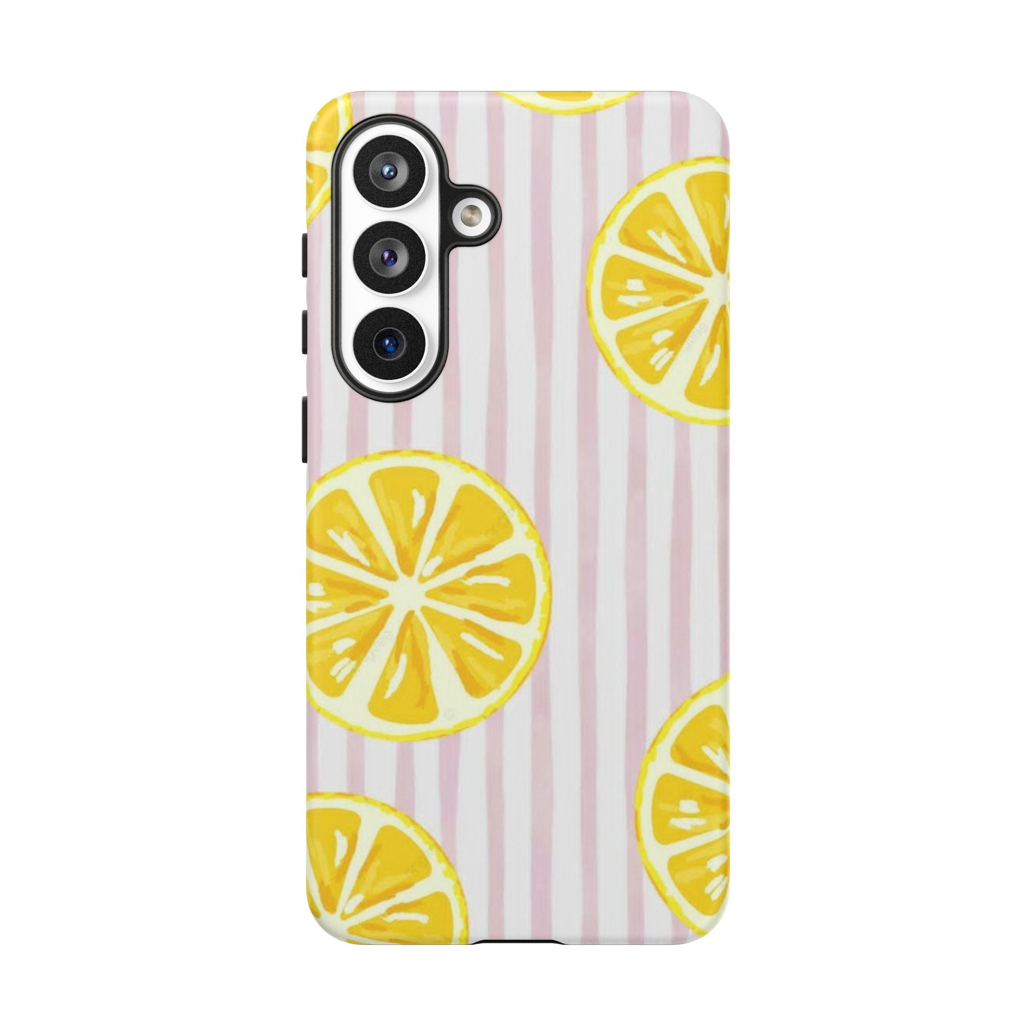 Lemon Slices Tough Case — Cute Pink Stripe Phone Cover