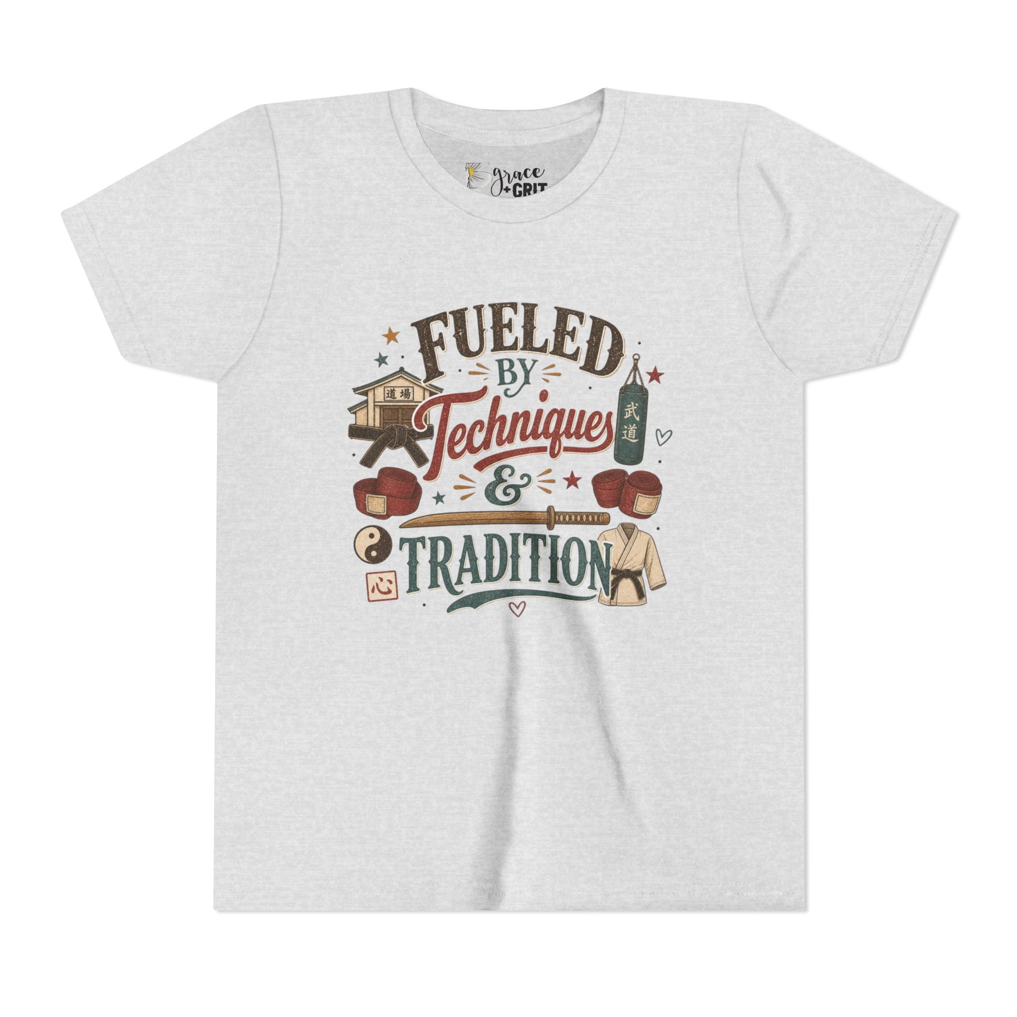 Fueled by Techniques & Tradition Youth Tee | Martial Arts Karate Graphic Shirt