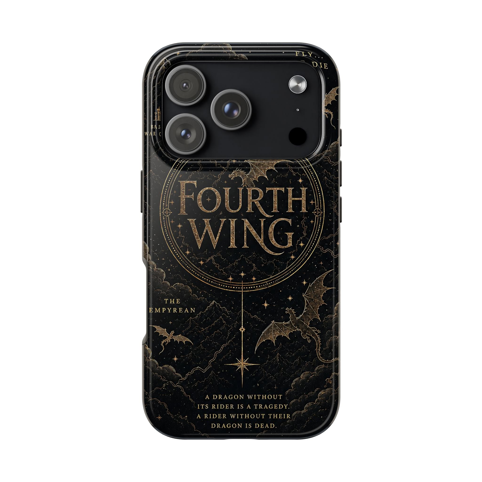 Fourth Wing Tough Phone Case — Dark Fantasy Dragon Design, 'Fly or Die' Quote