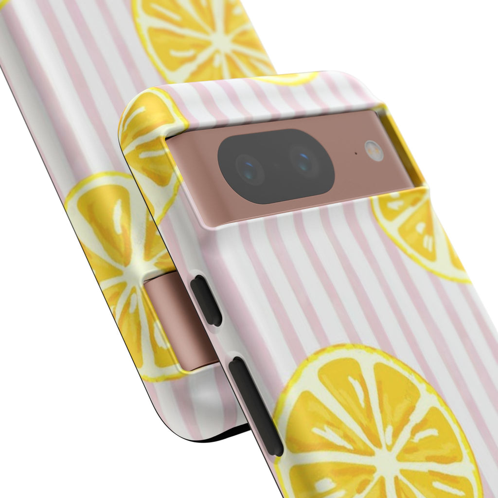 Lemon Slices Tough Case — Cute Pink Stripe Phone Cover