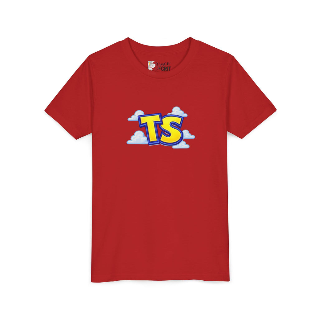 Youth Tee — Playful 'TS' Cloud Logo Kids T-Shirt