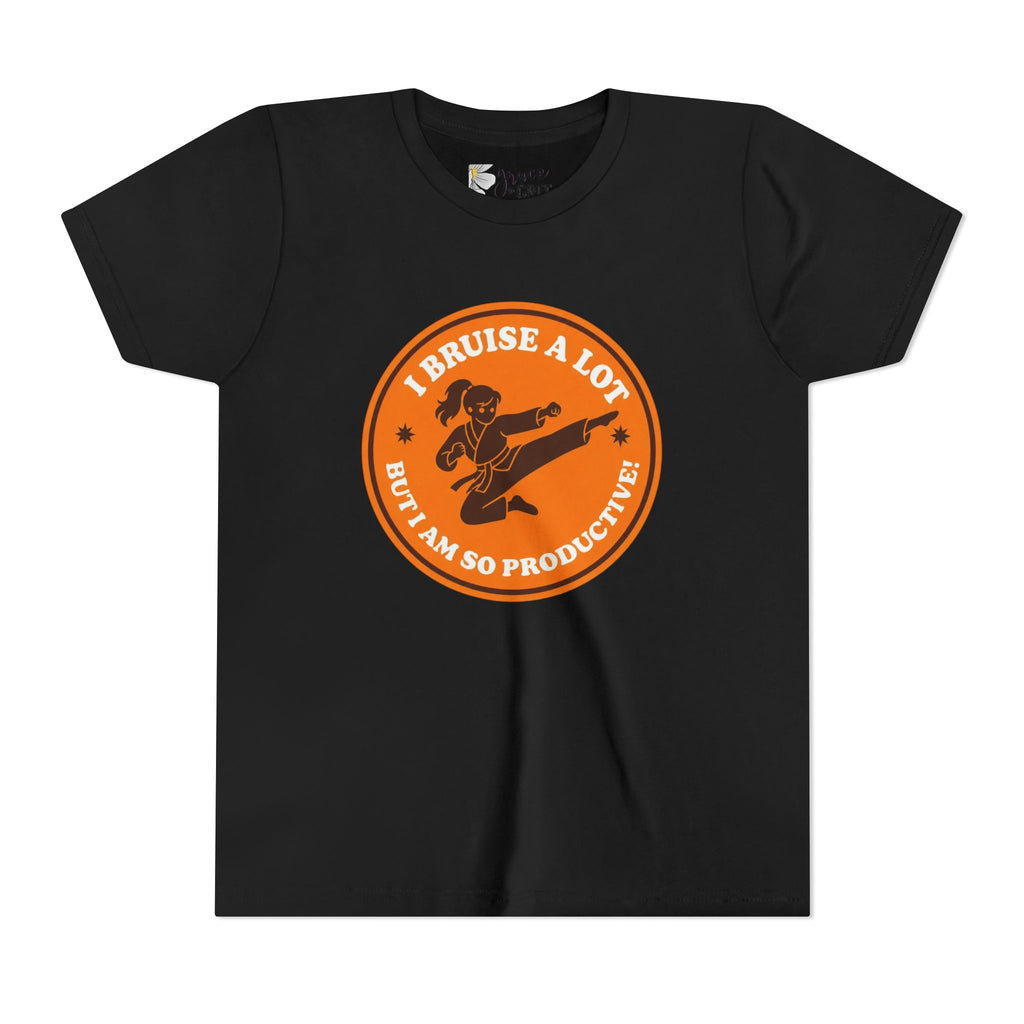 Youth Tee – "I Bruise a Lot But I Am So Productive" Martial Arts Graphic