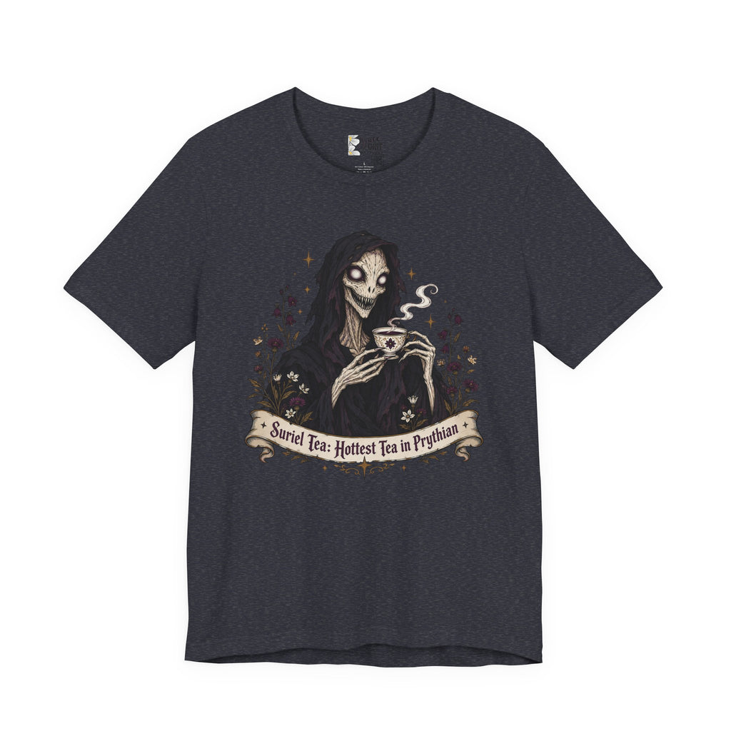 Gothic Reaper Tea T-Shirt — "Sorrel Tea: Hottest Tea in Purgatorium" Graphic Tee