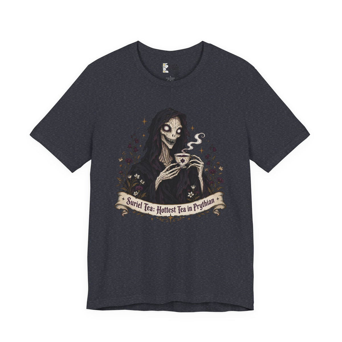 Gothic Reaper Tea T-Shirt — "Sorrel Tea: Hottest Tea in Purgatorium" Graphic Tee