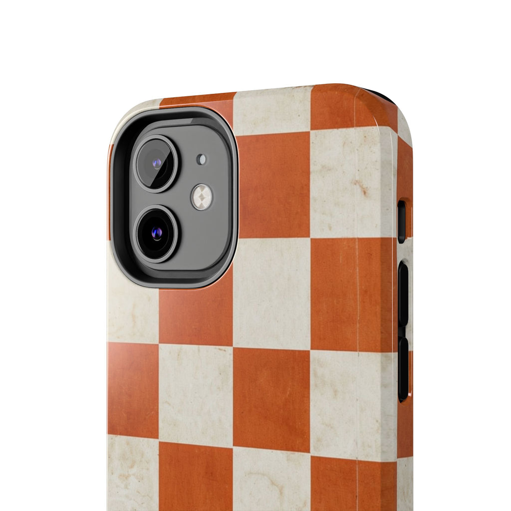 Orange and Cream Checkerboard Tough Phone Case