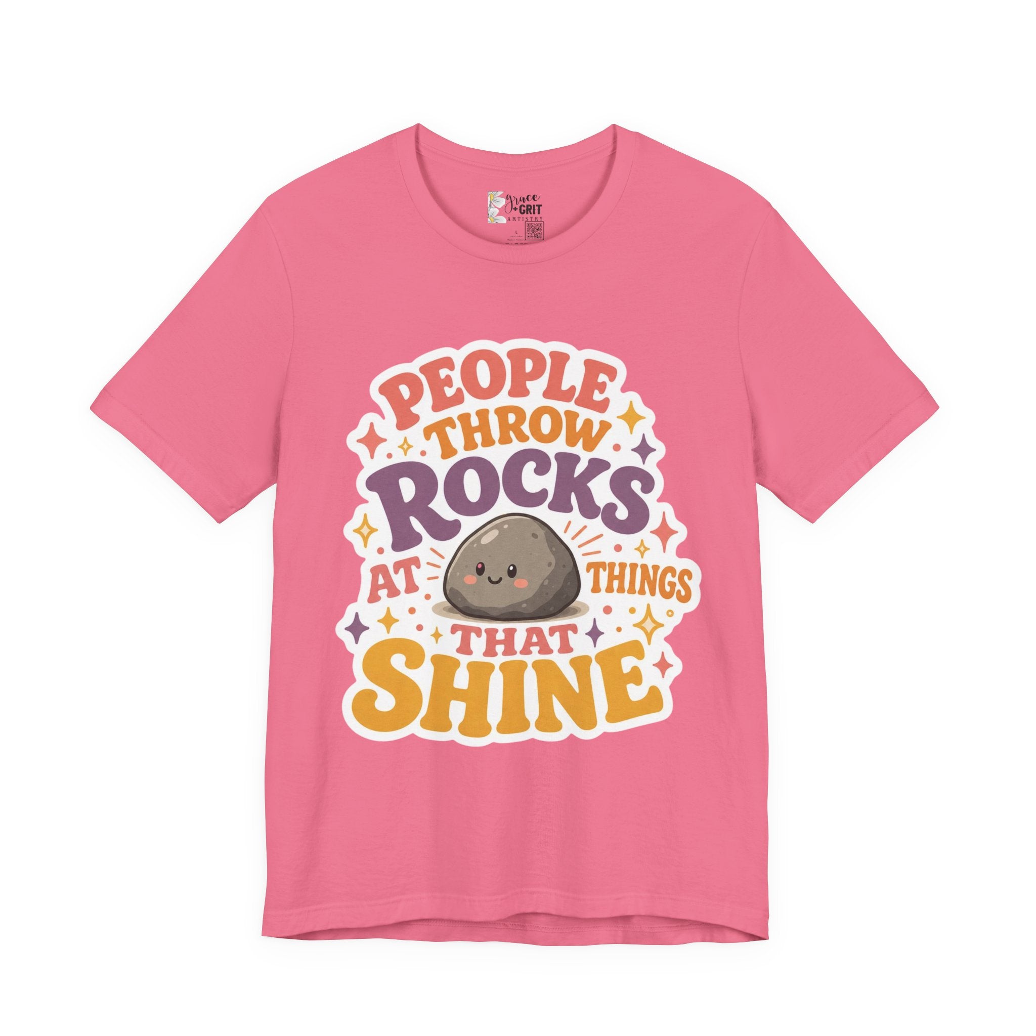 People Throw Rocks at Things That Shine T-Shirt | Cute Rock Illustration