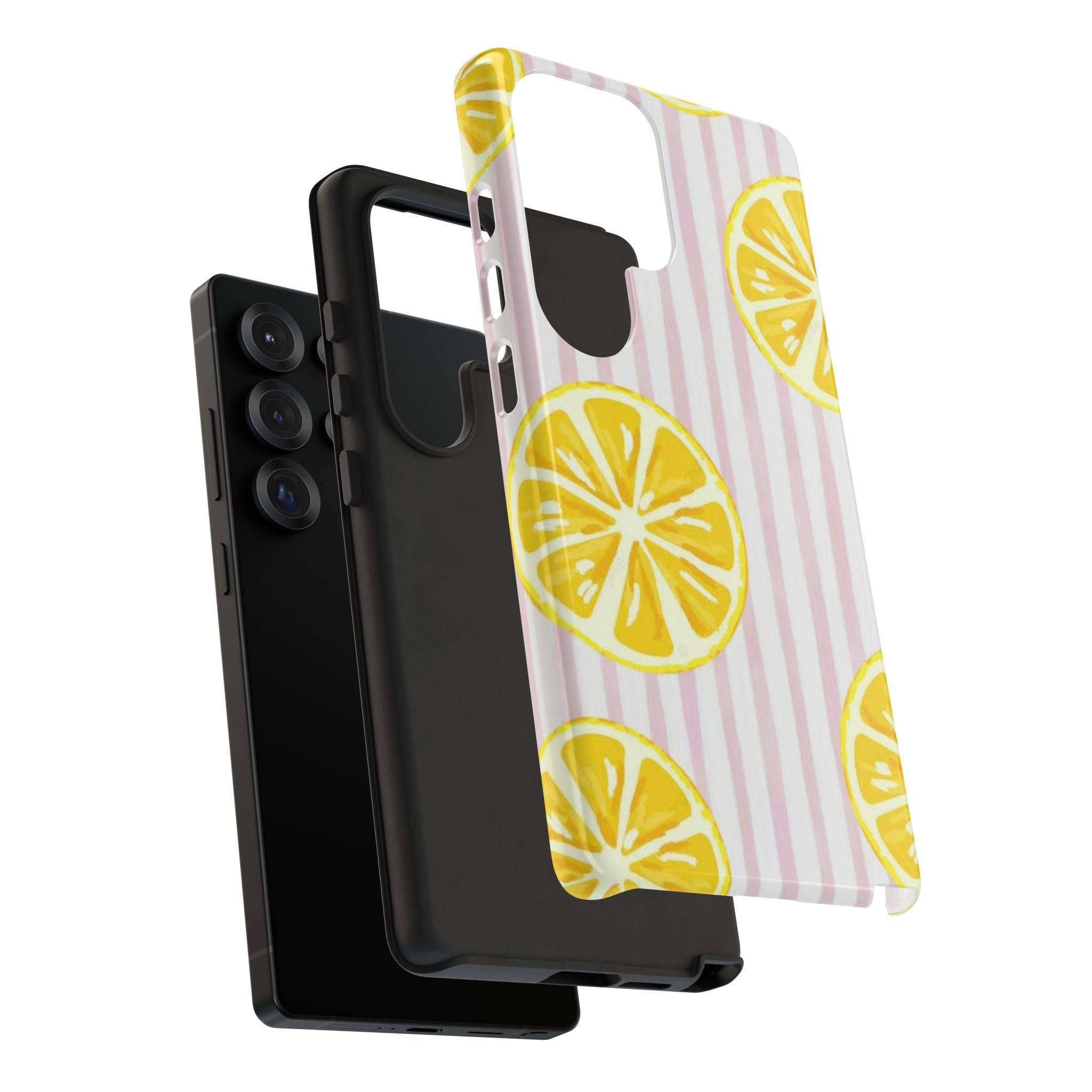 Lemon Slices Tough Case — Cute Pink Stripe Phone Cover