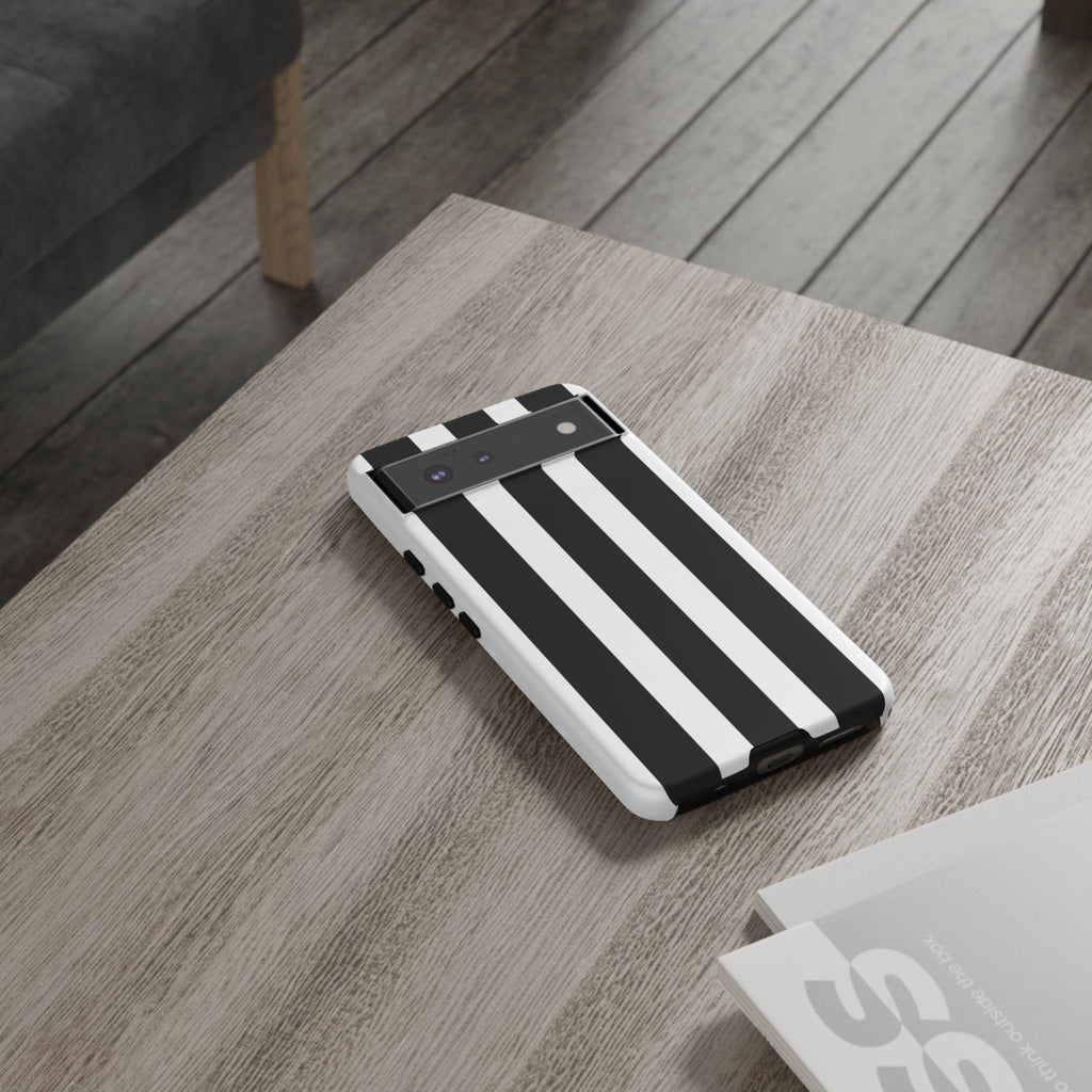 Black & White Vertical Stripe Phone Case — Tough Protective iPhone Cover