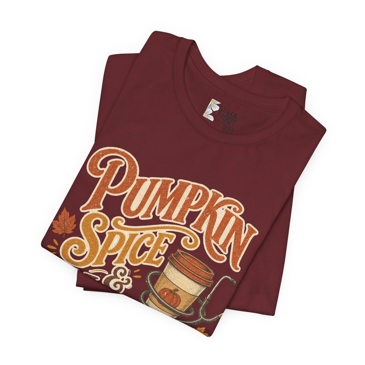 Pumpkin Spice & Vines Tee — Fall Graphic Shirt for Wine Lovers