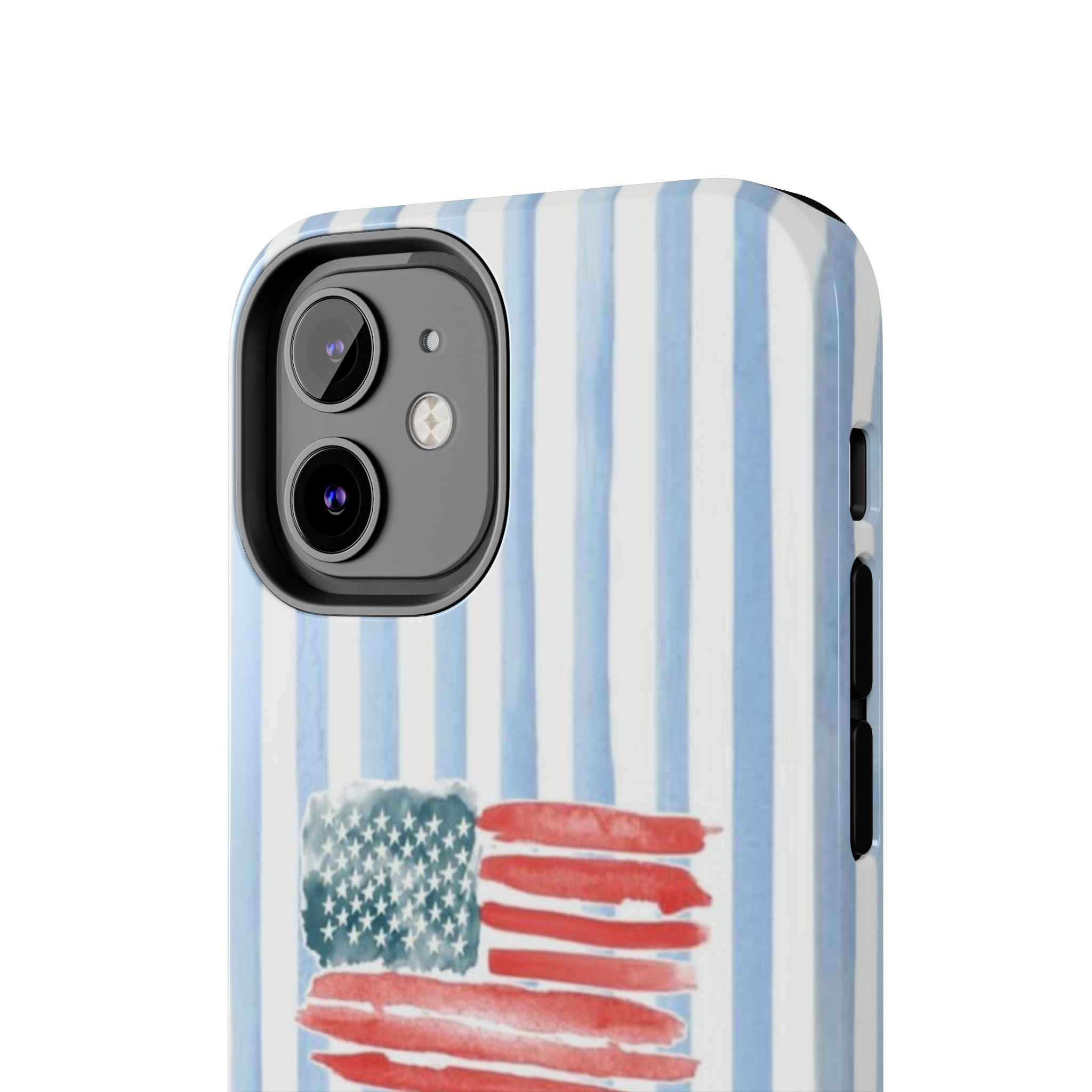 American Flag Watercolor Tough Phone Case — Blue Striped Patriotic Phone Case