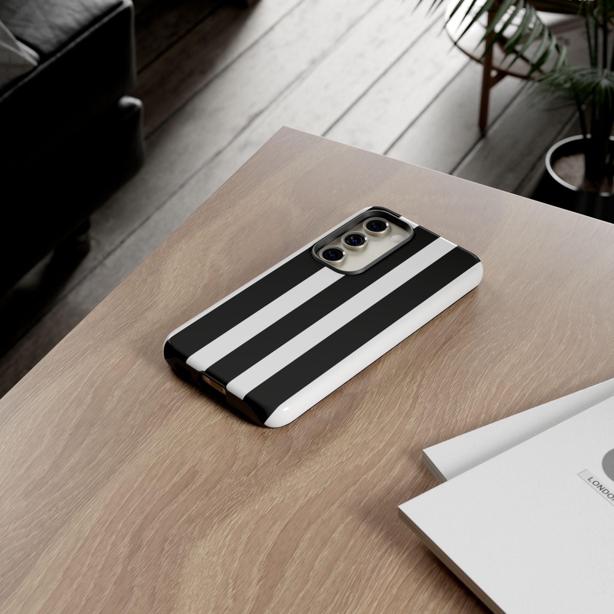 Black & White Vertical Stripe Phone Case — Tough Protective iPhone Cover