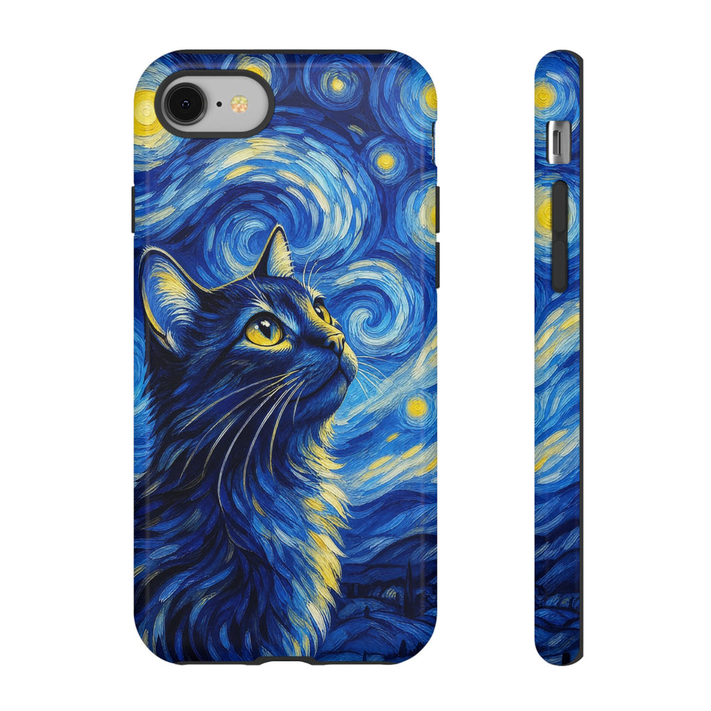 Starry Night Cat Phone Case — Van GoghStyle Blue Galaxy iPhone Cover