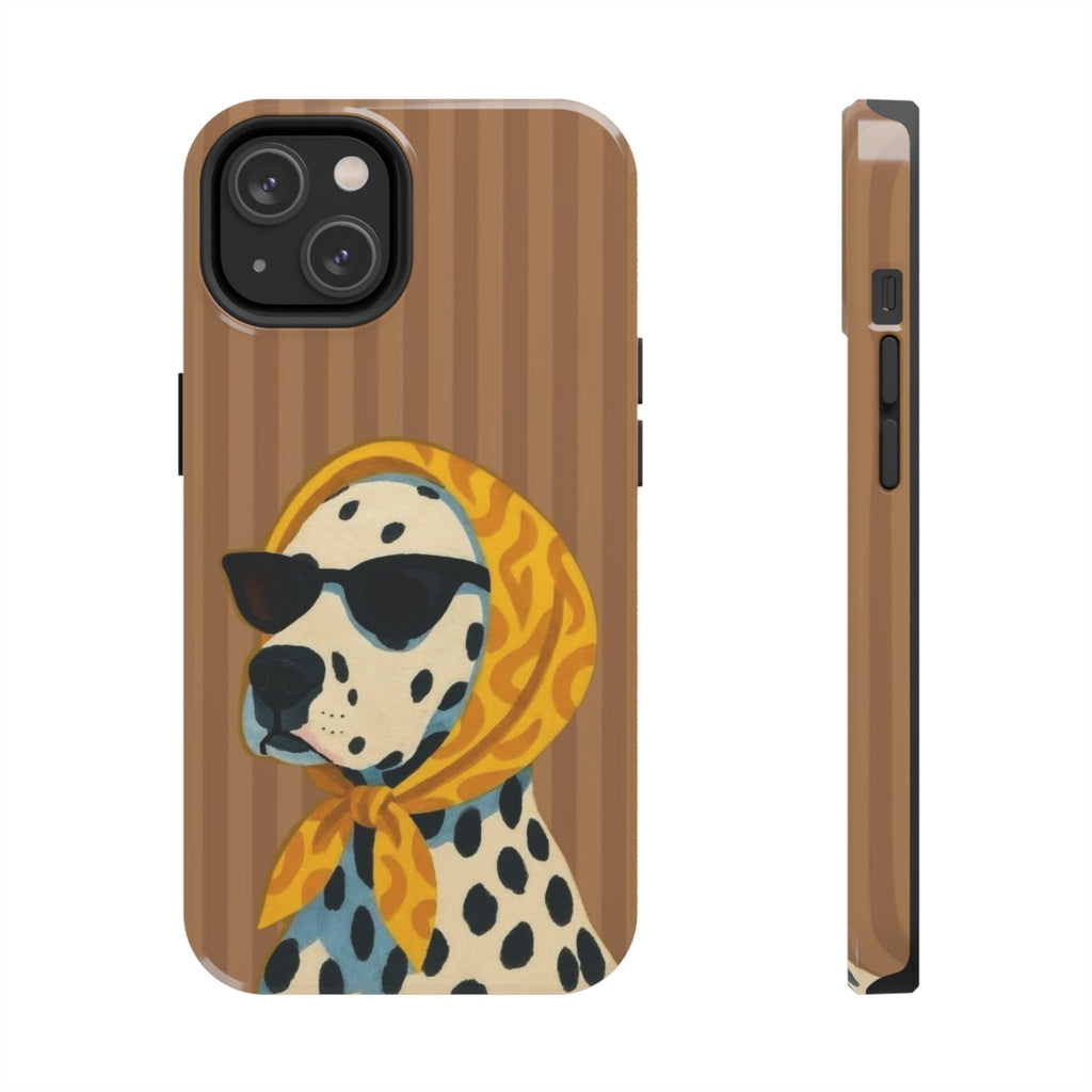 Dalmatian in Scarf Tough Phone Case — Retro Dog Print Protective Cover