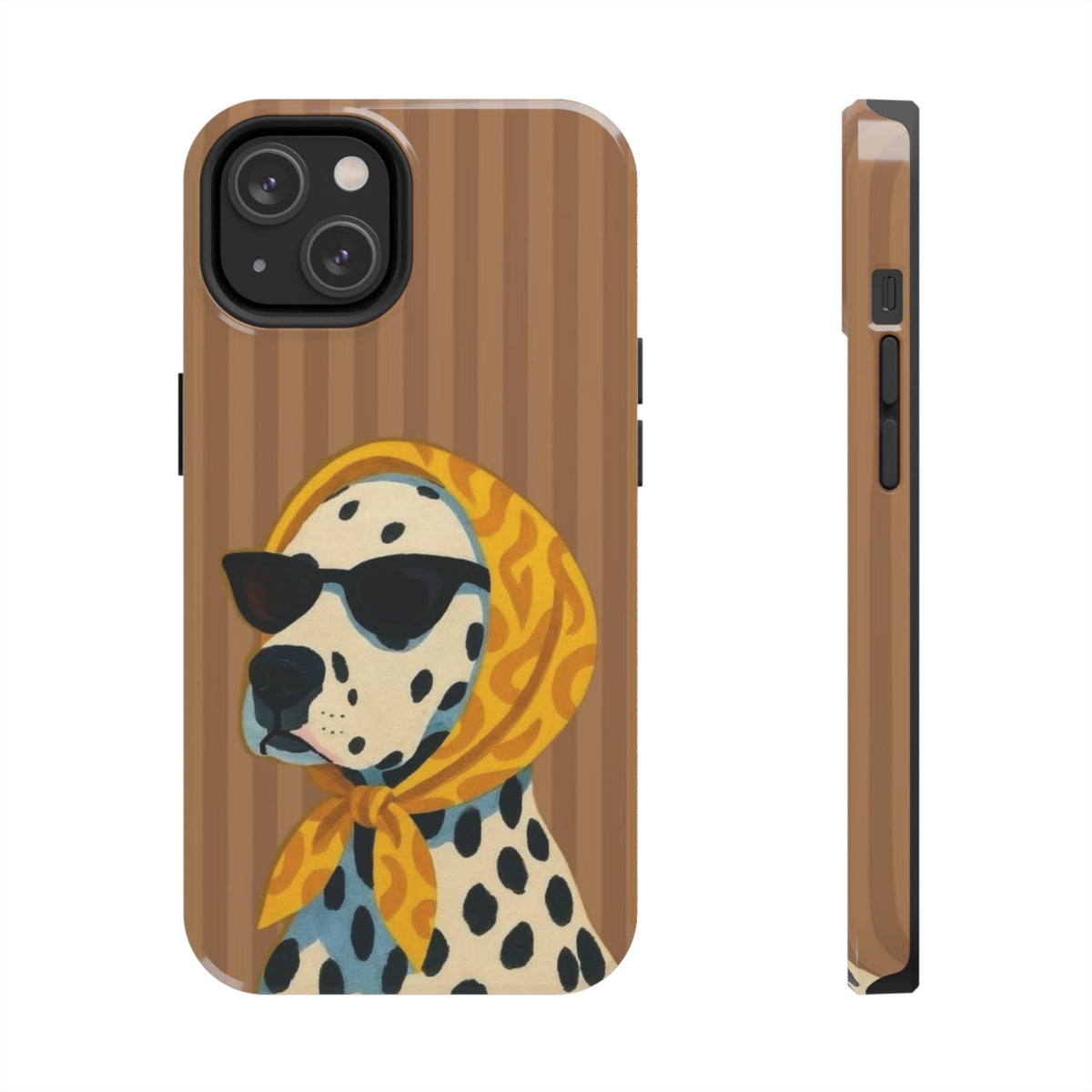 Dalmatian in Scarf Tough Phone Case — Retro Dog Print Protective Cover