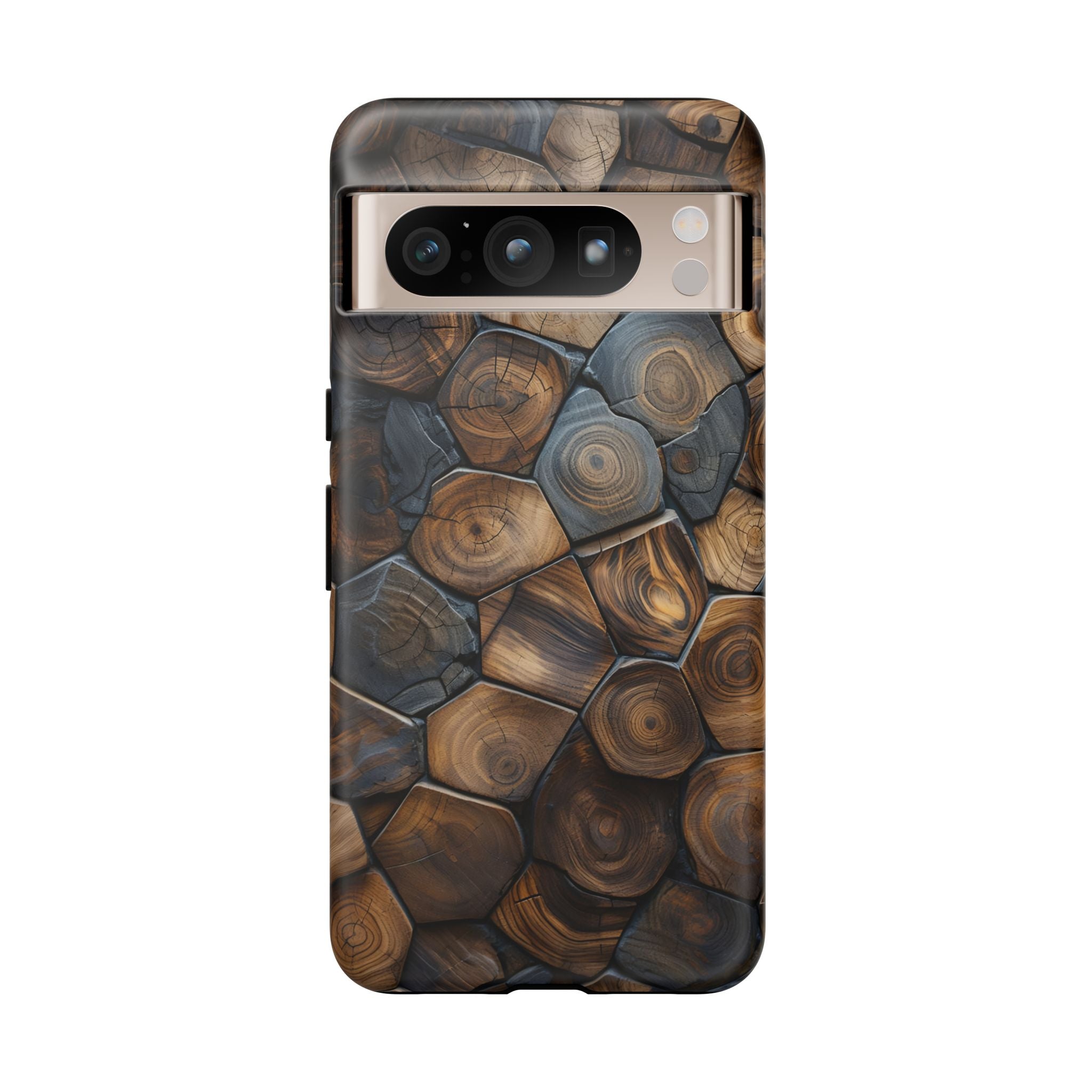Wood Grain Hex Phone Case — Rustic Geometric iPhone Protection