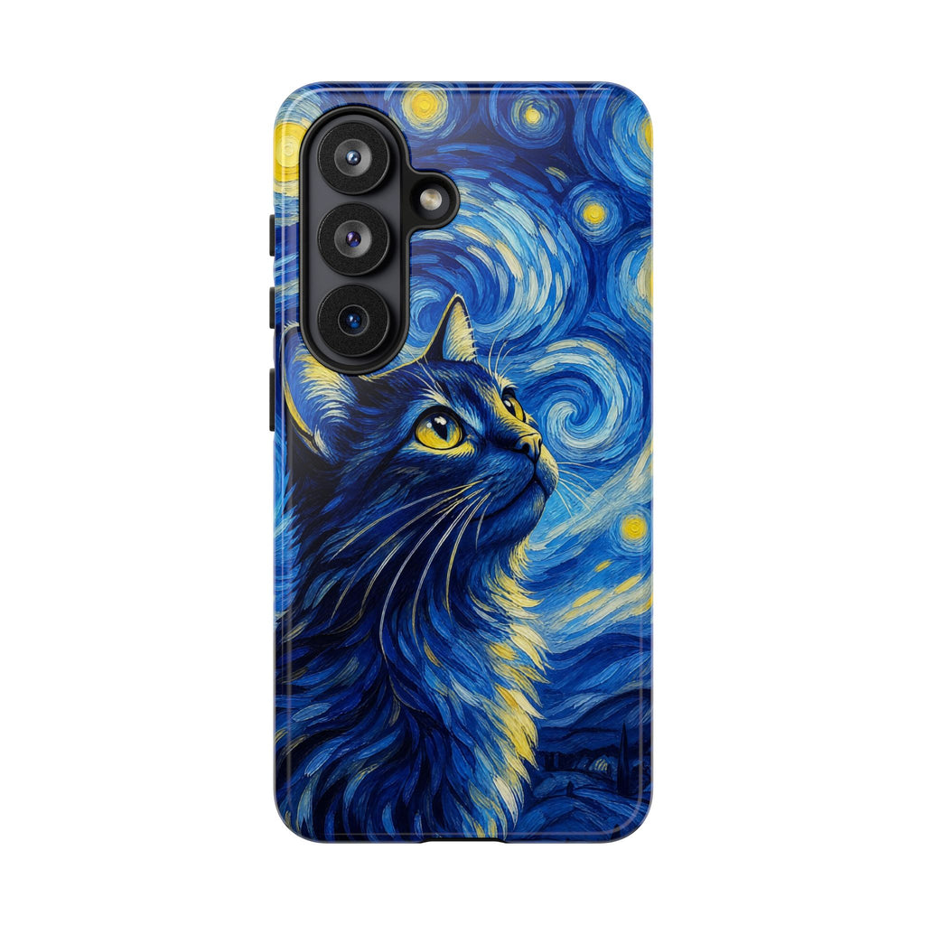 Starry Night Cat Phone Case — Van GoghStyle Blue Galaxy iPhone Cover