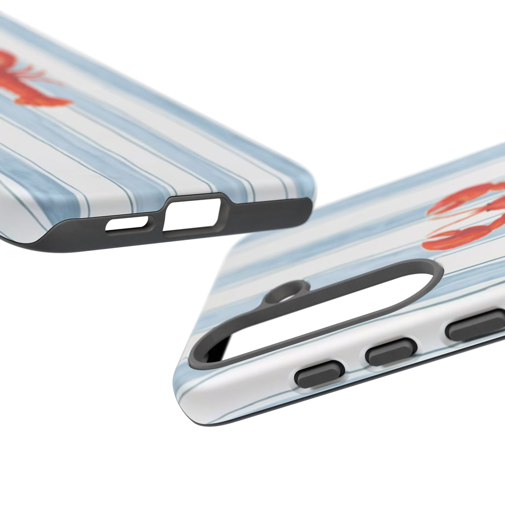 Lobster Stripe Phone Case — Nautical Blue & White Protective Cover