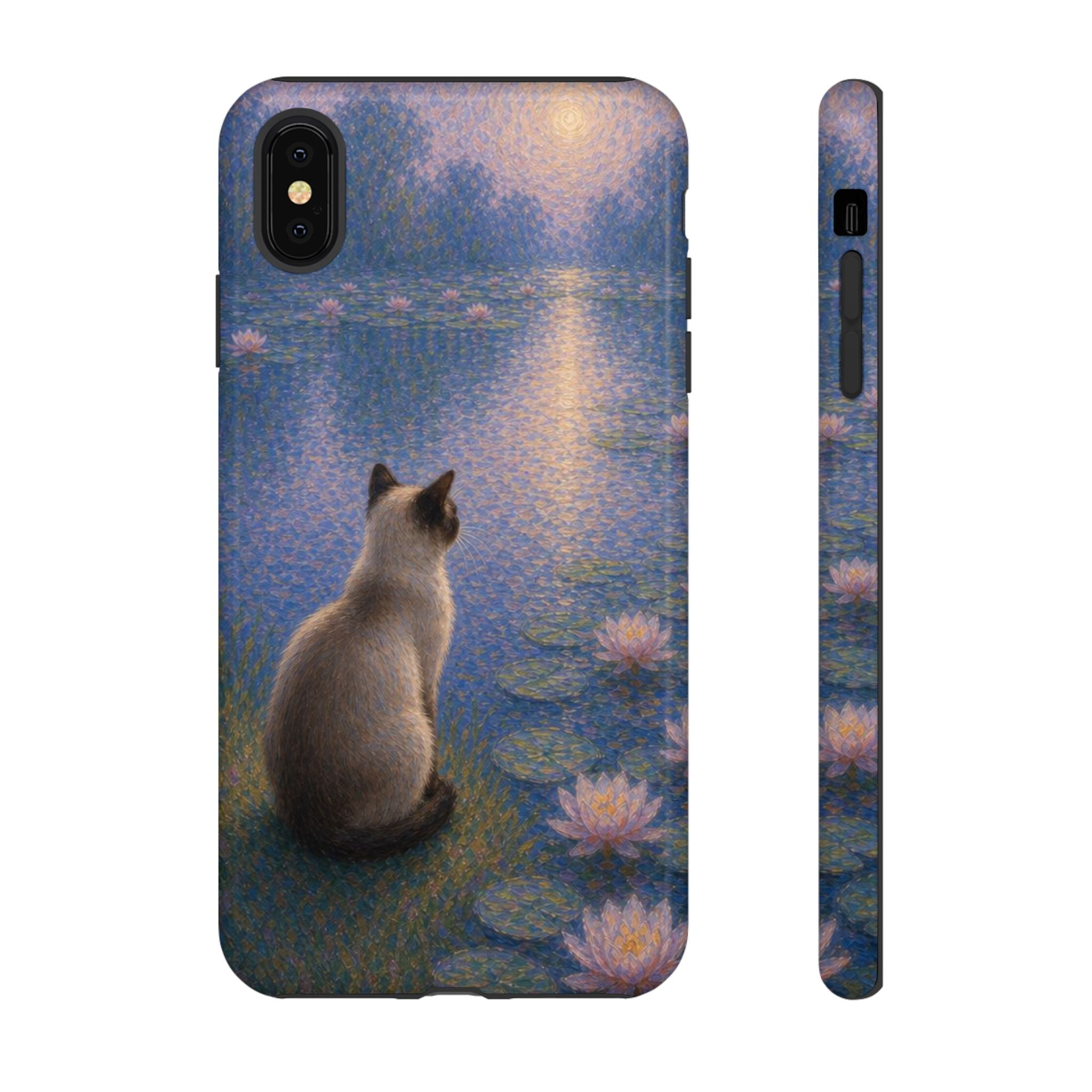 Cat Moonlight Phone Case — Serene Siamese by Lily Pond