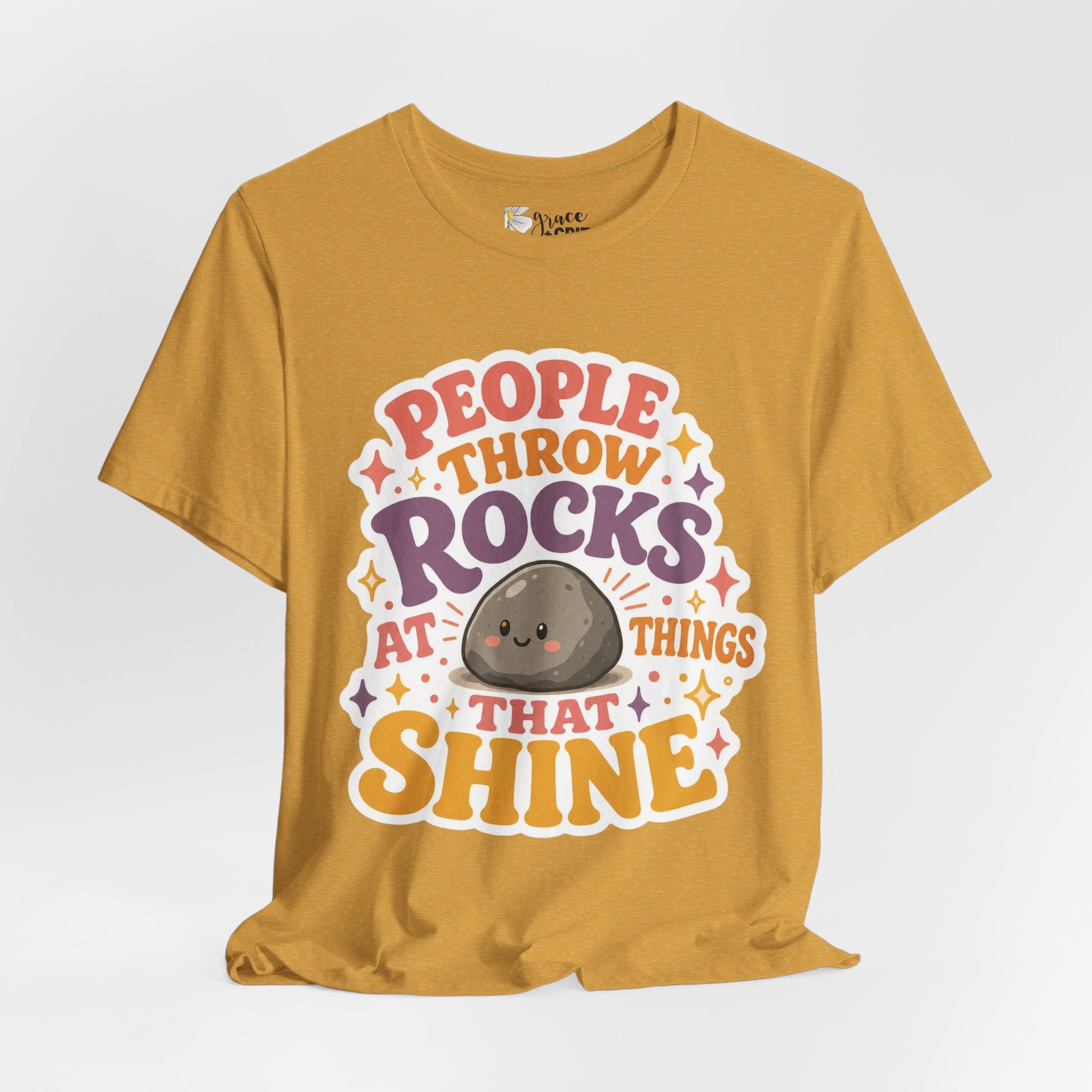People Throw Rocks at Things That Shine T-Shirt | Cute Rock Illustration