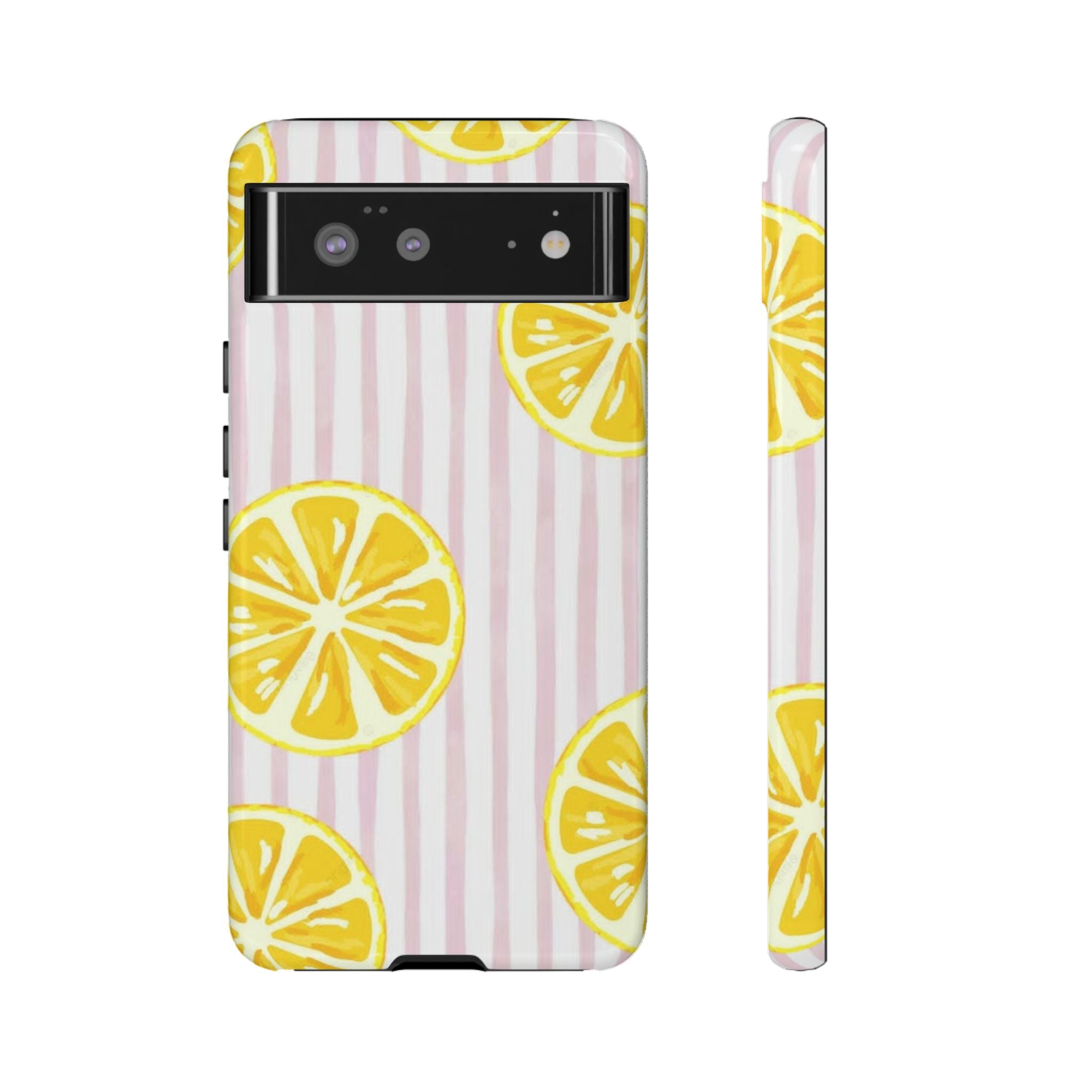 Lemon Slices Tough Case — Cute Pink Stripe Phone Cover