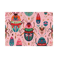 Colorful Beetle and Botanical Pattern Rug