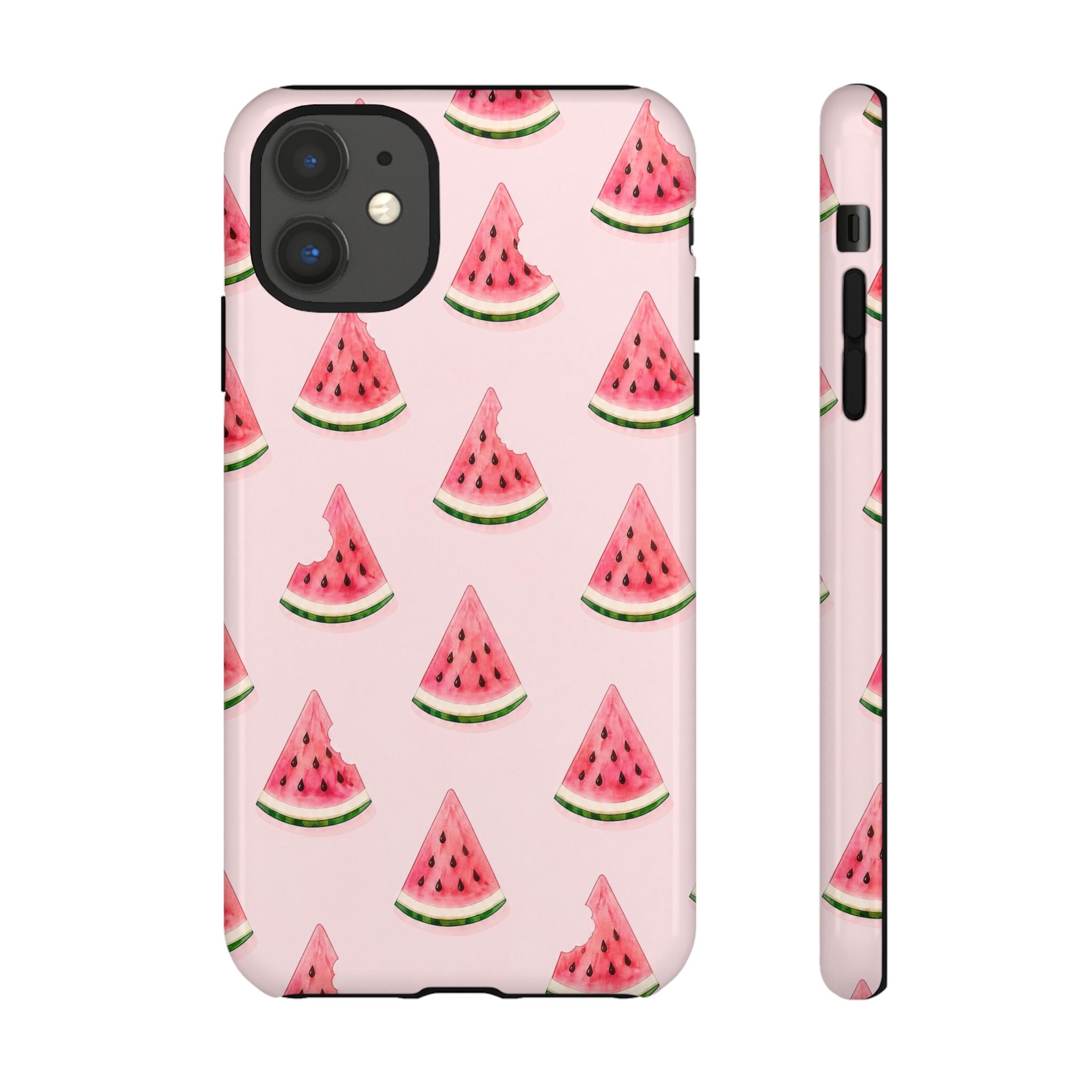 Watermelon Pattern Tough Phone Case — Pink Fruit Slice Protective Case
