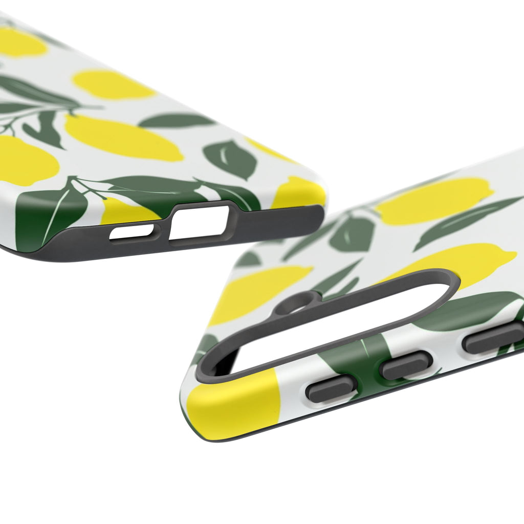 Lemon Pattern Tough Phone Case — Bright Citrus Protective Cover