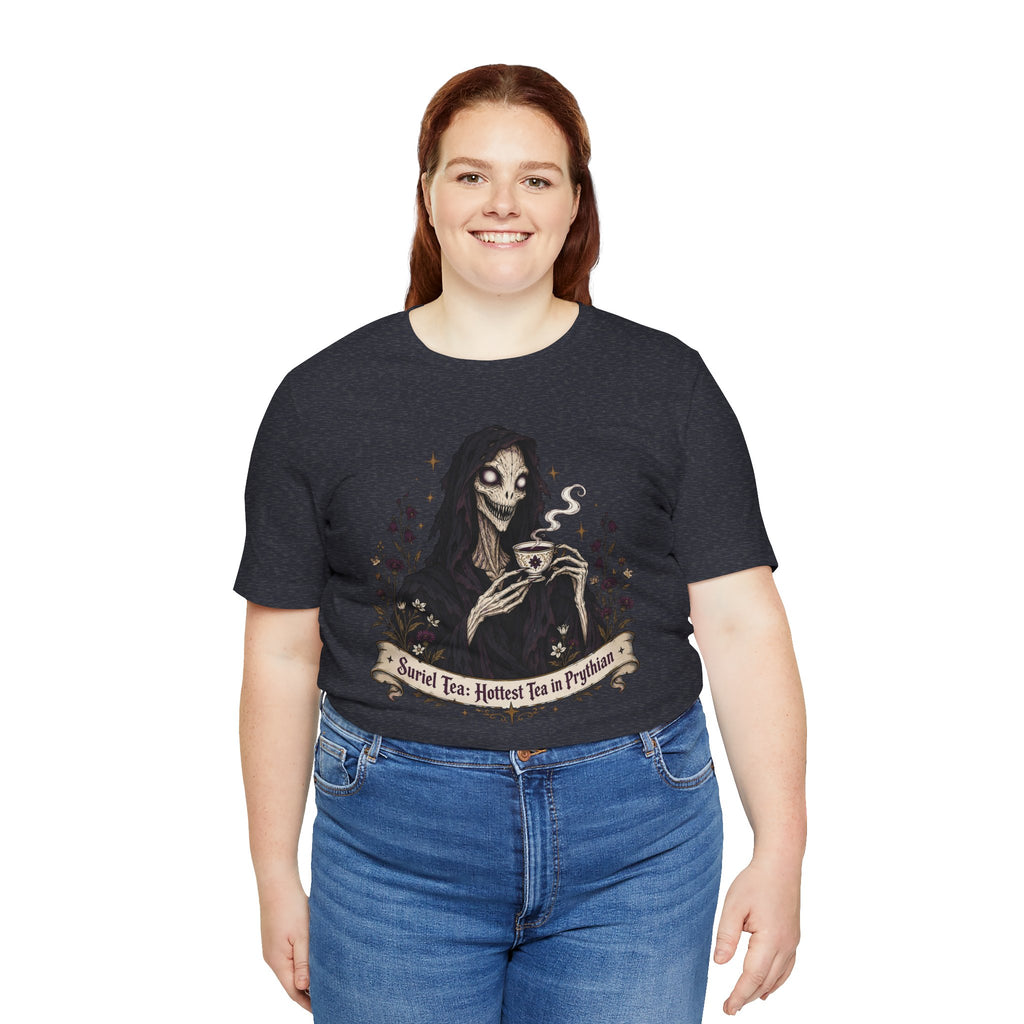 Gothic Reaper Tea T-Shirt — "Sorrel Tea: Hottest Tea in Purgatorium" Graphic Tee