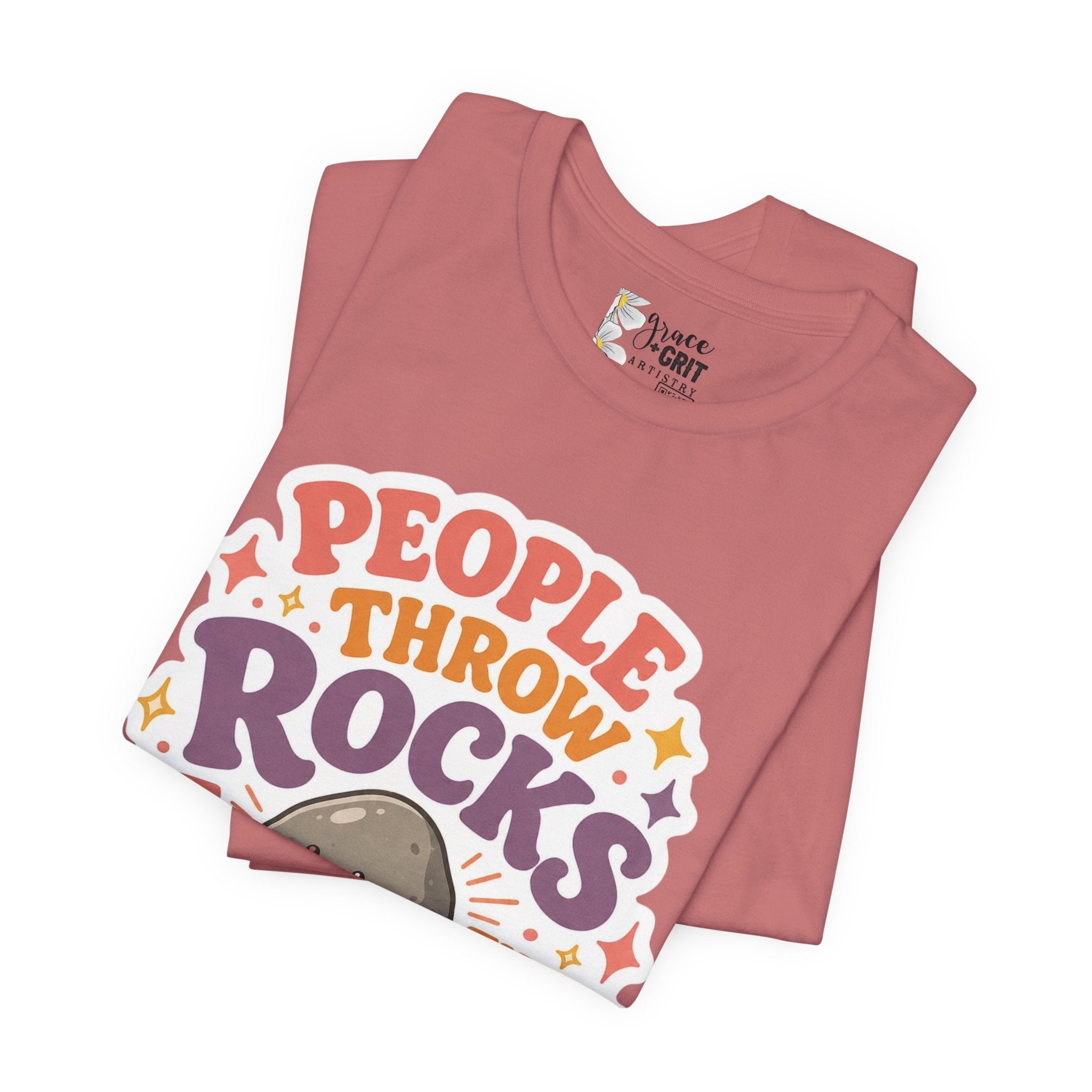 People Throw Rocks at Things That Shine T-Shirt | Cute Rock Illustration