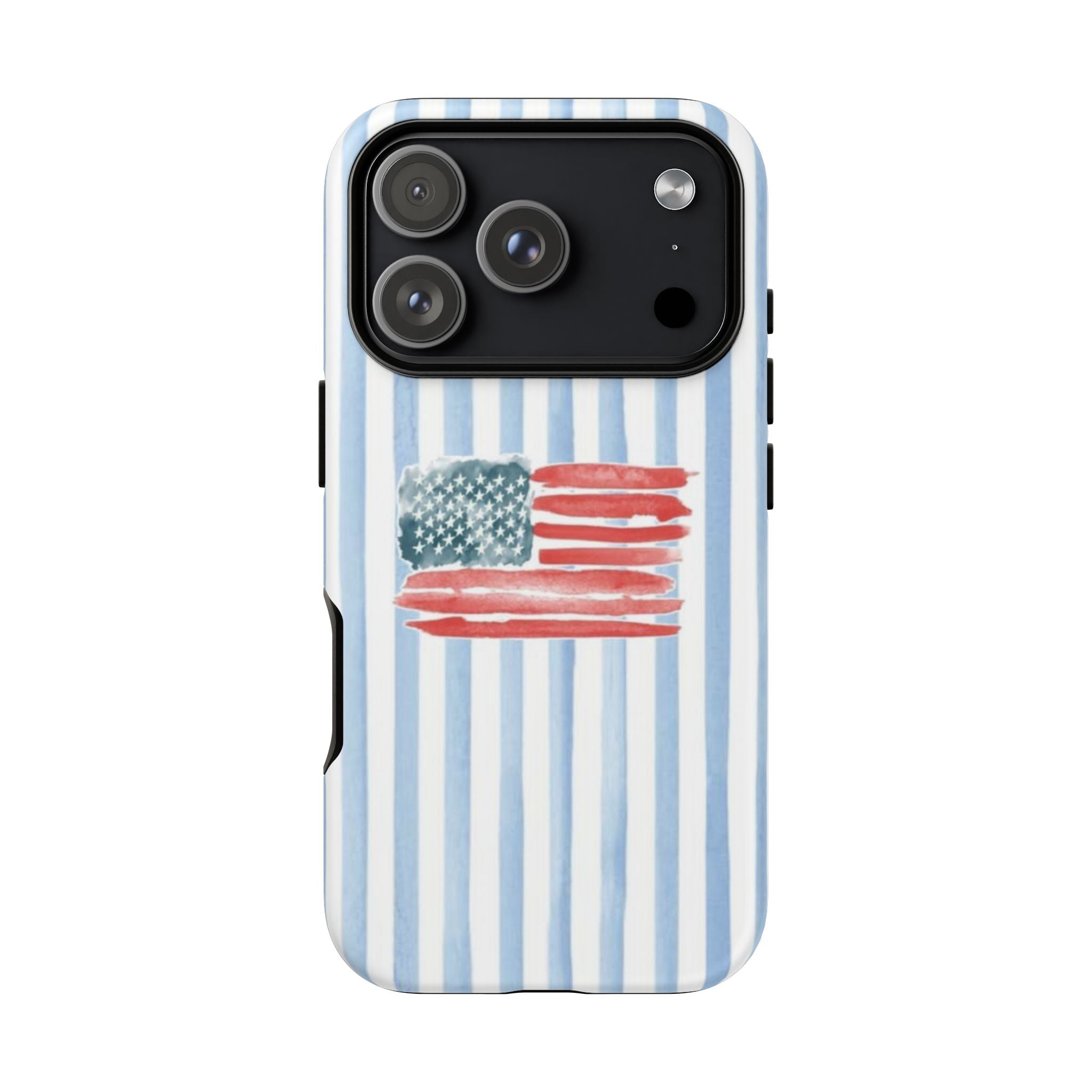 American Flag Watercolor Phone Case - Blue Stripe Tough Case