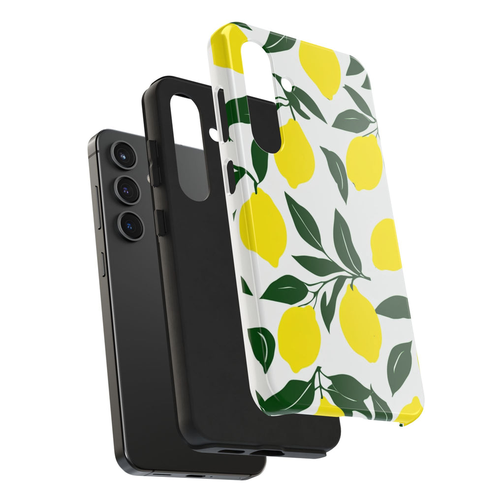 Lemon Pattern Tough Phone Case — Bright Citrus Protective Phone Cover